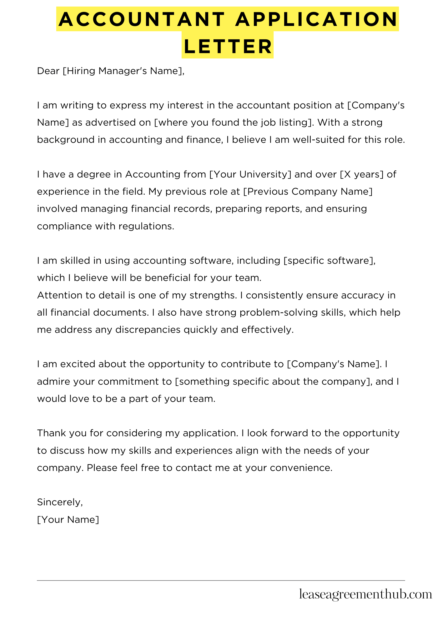 Accountant Application Letter