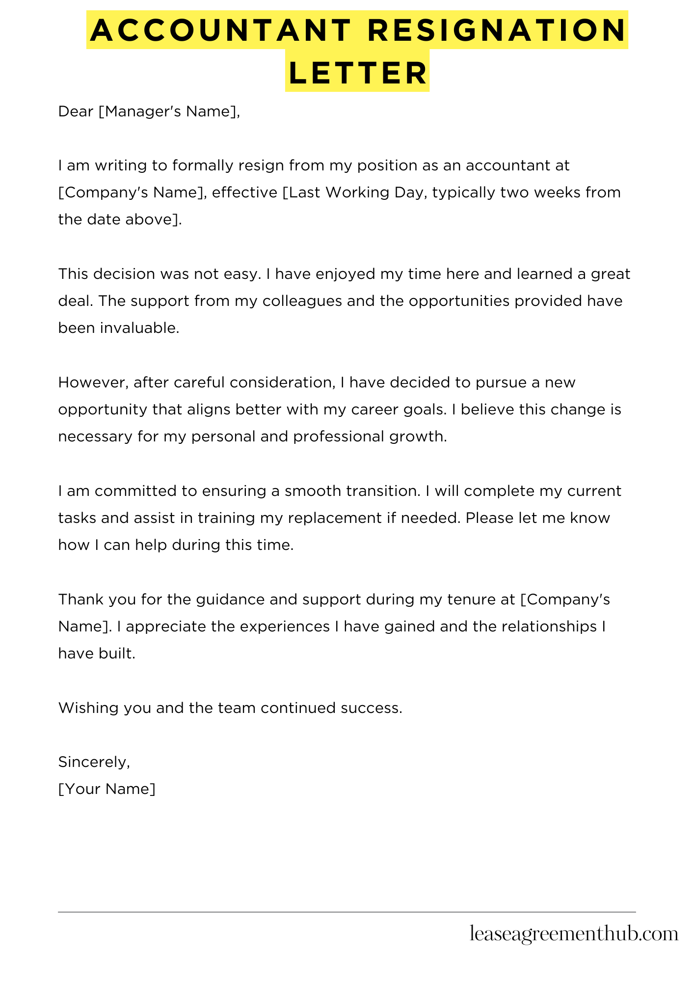 Accountant Resignation Letter
