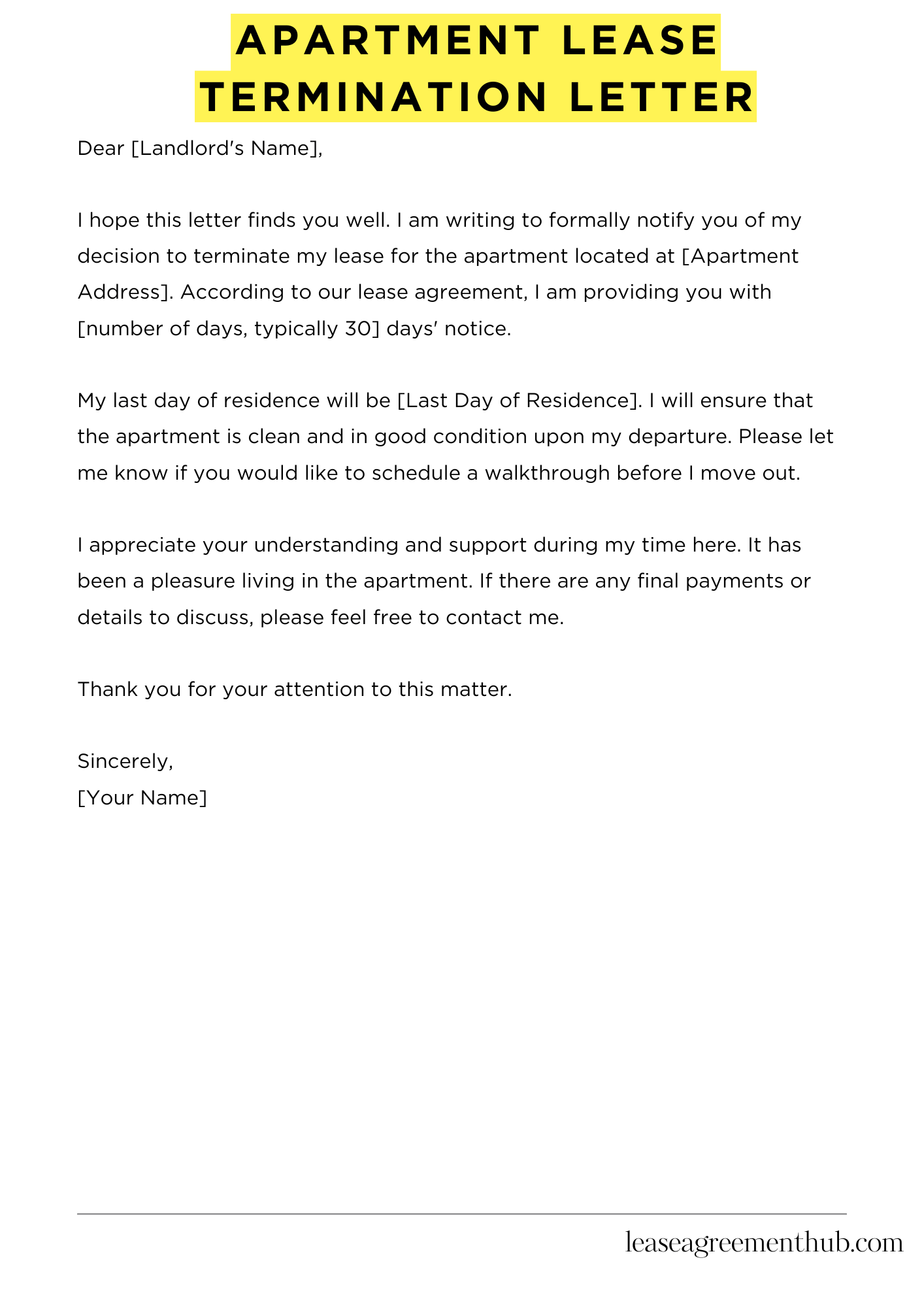 Apartment Lease Termination Letter
