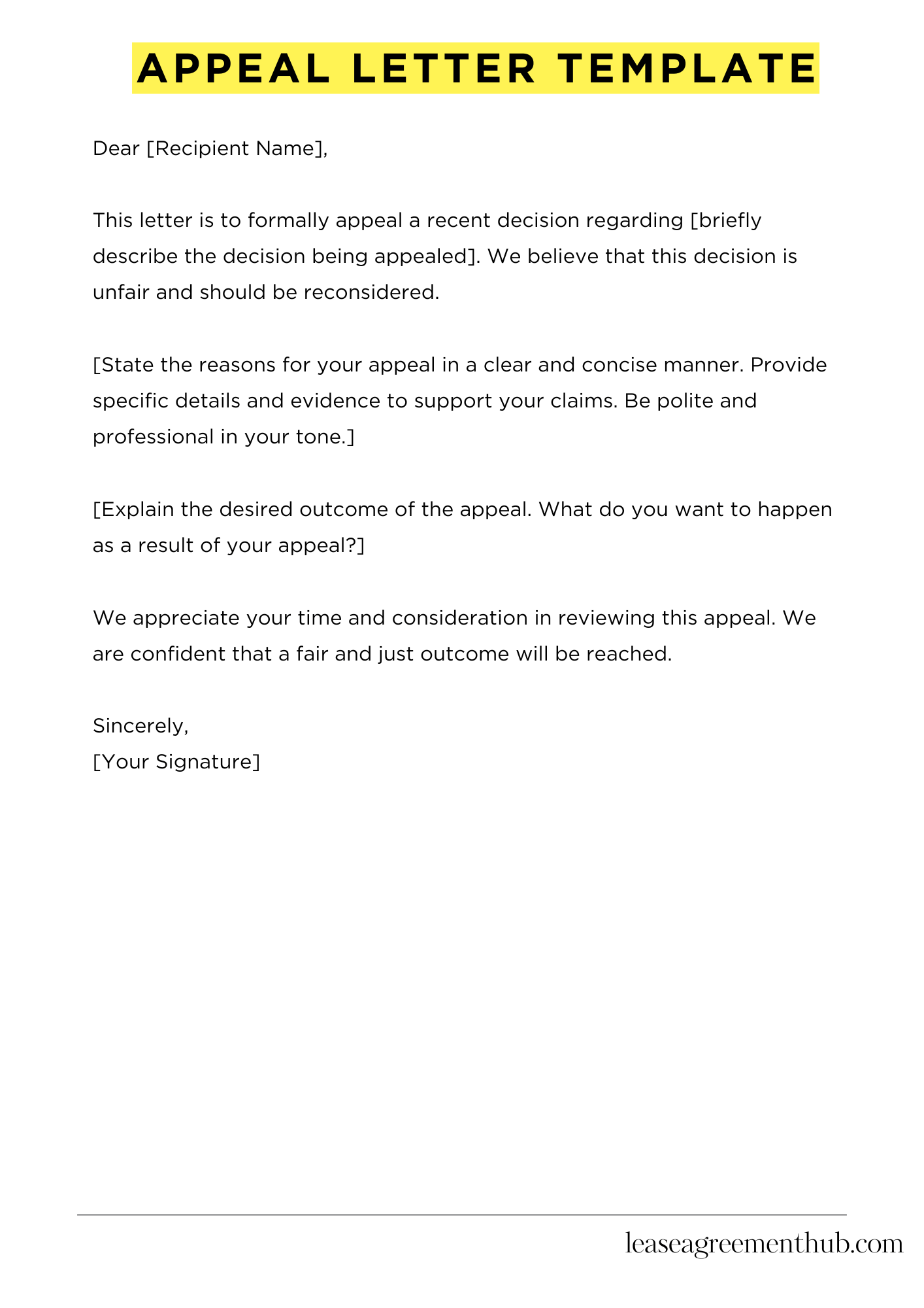 Appeal Letter Template