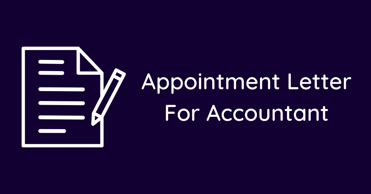 Appointment Letter For Accountant