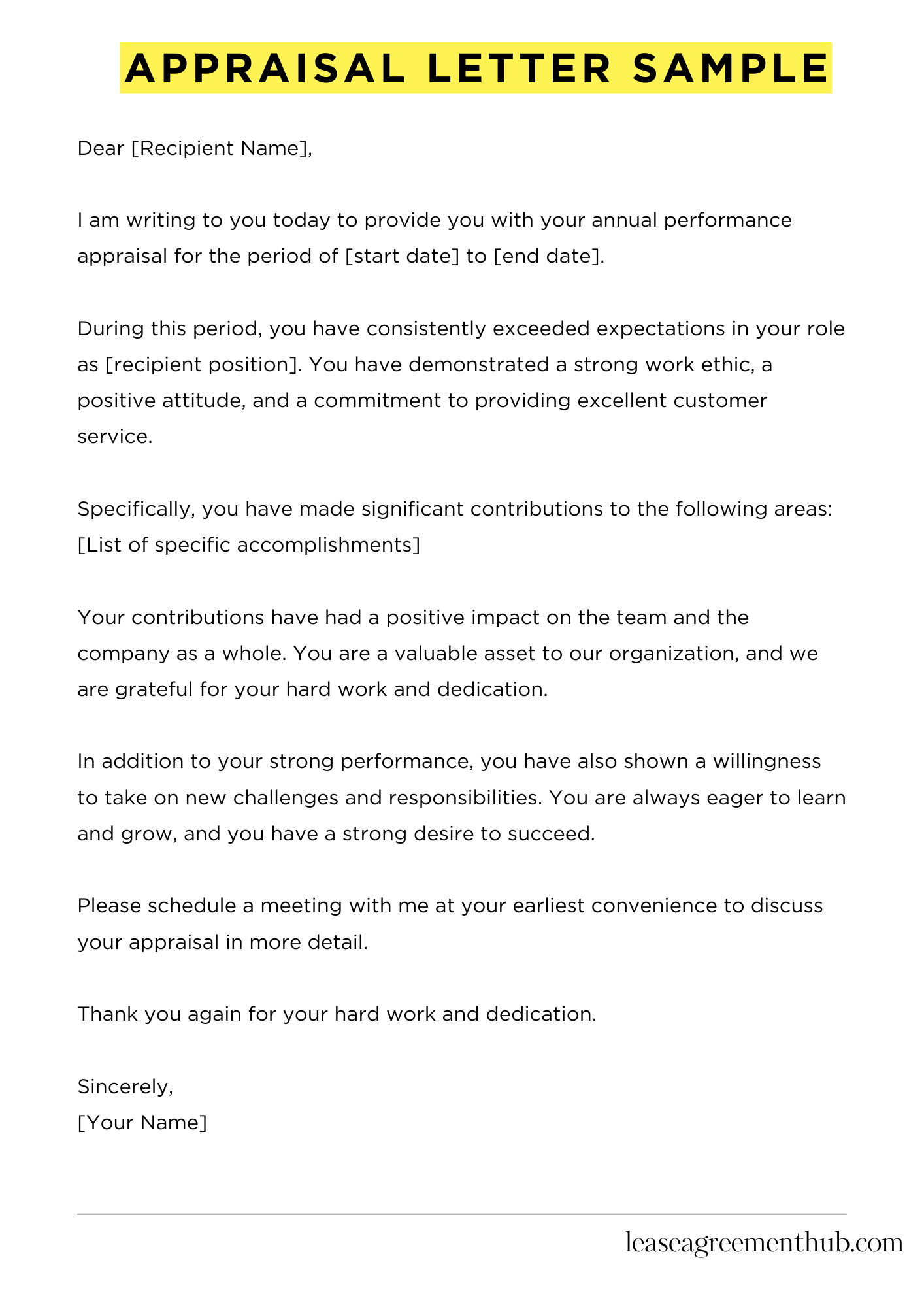 Appraisal Letter Sample