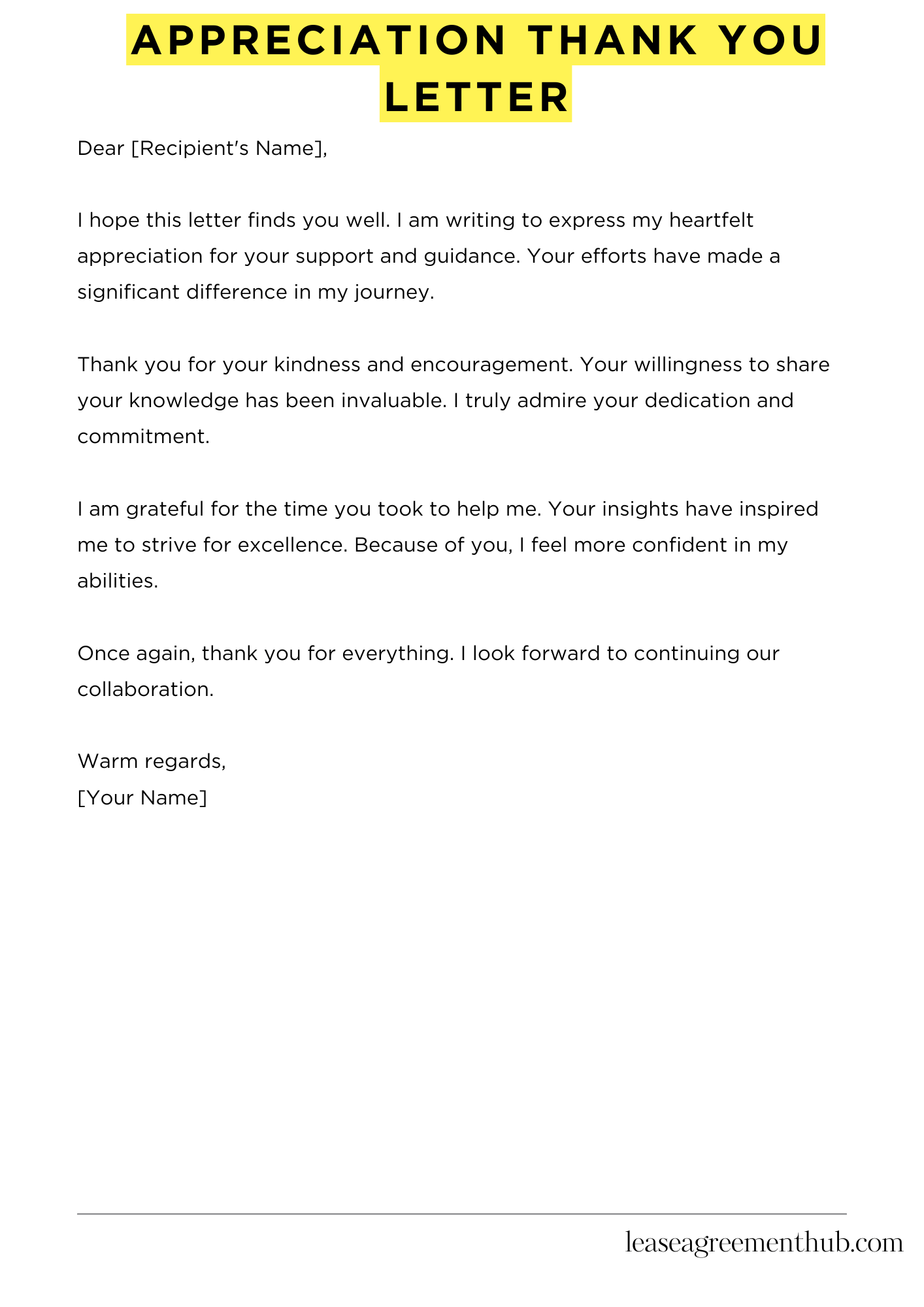 Appreciation Thank You Letter