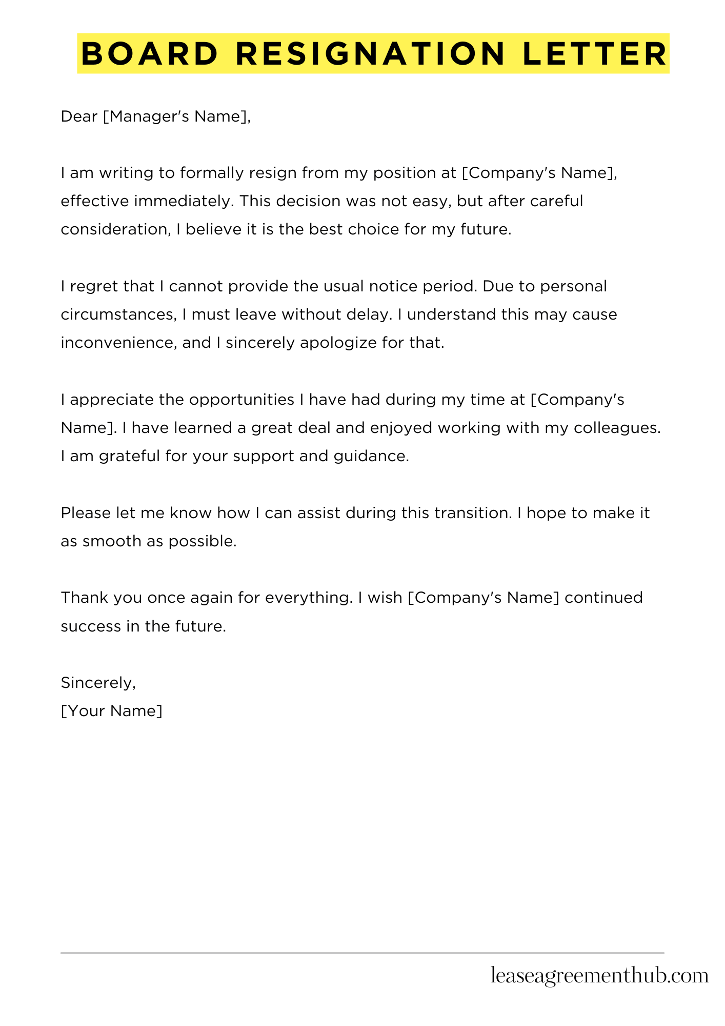 Board Resignation Letter