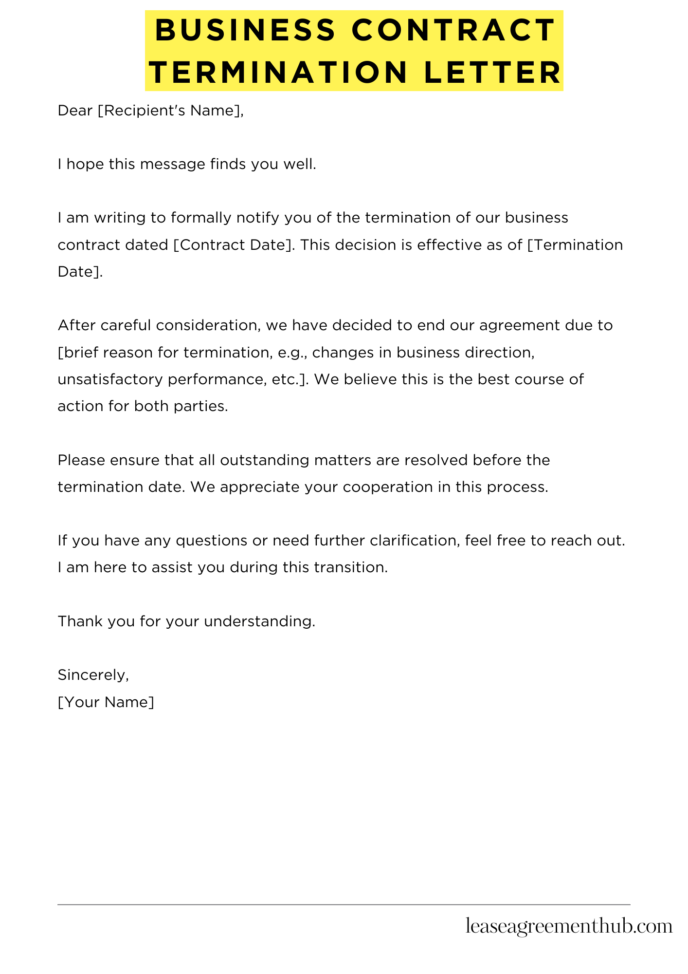 Business Contract Termination Letter