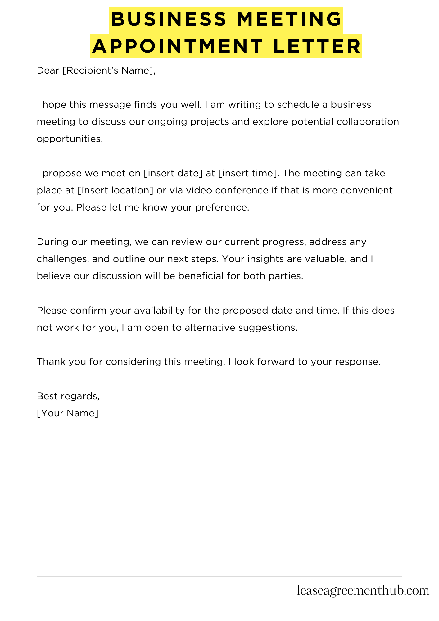 Business Meeting Appointment Letter