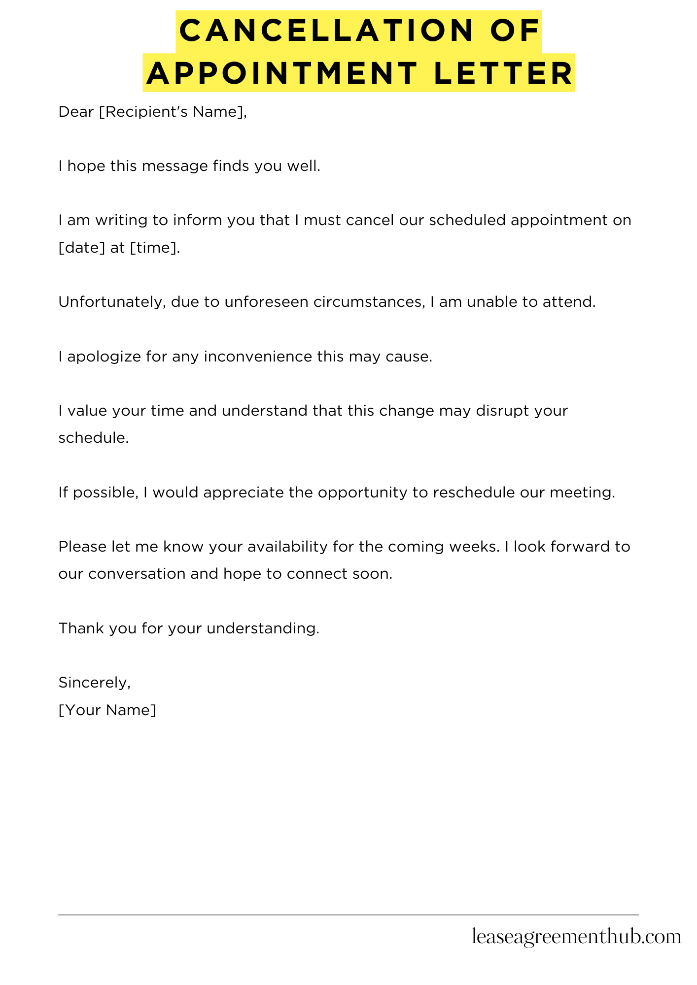 Cancellation Of Appointment Letter