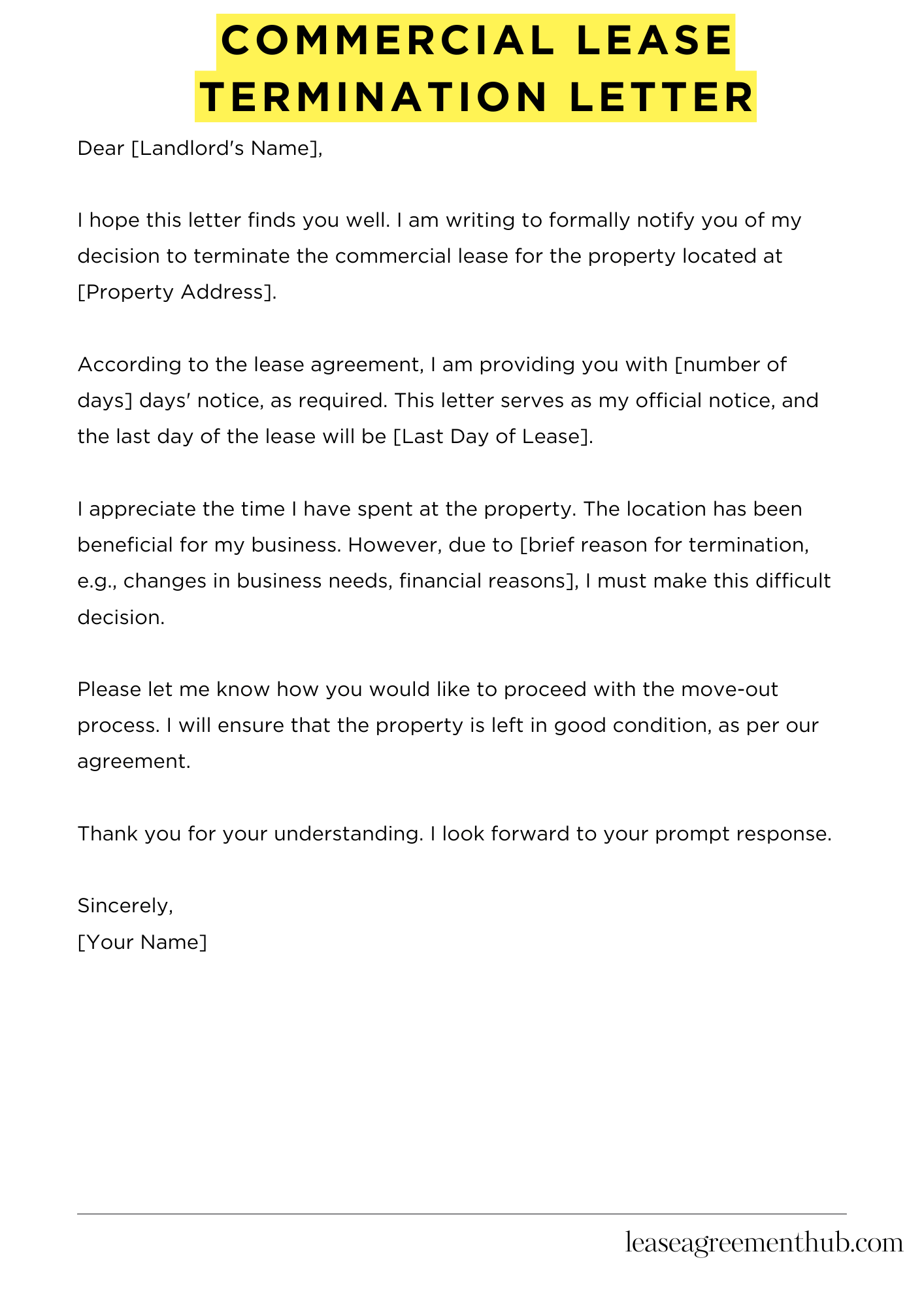 Commercial Lease Termination Letter