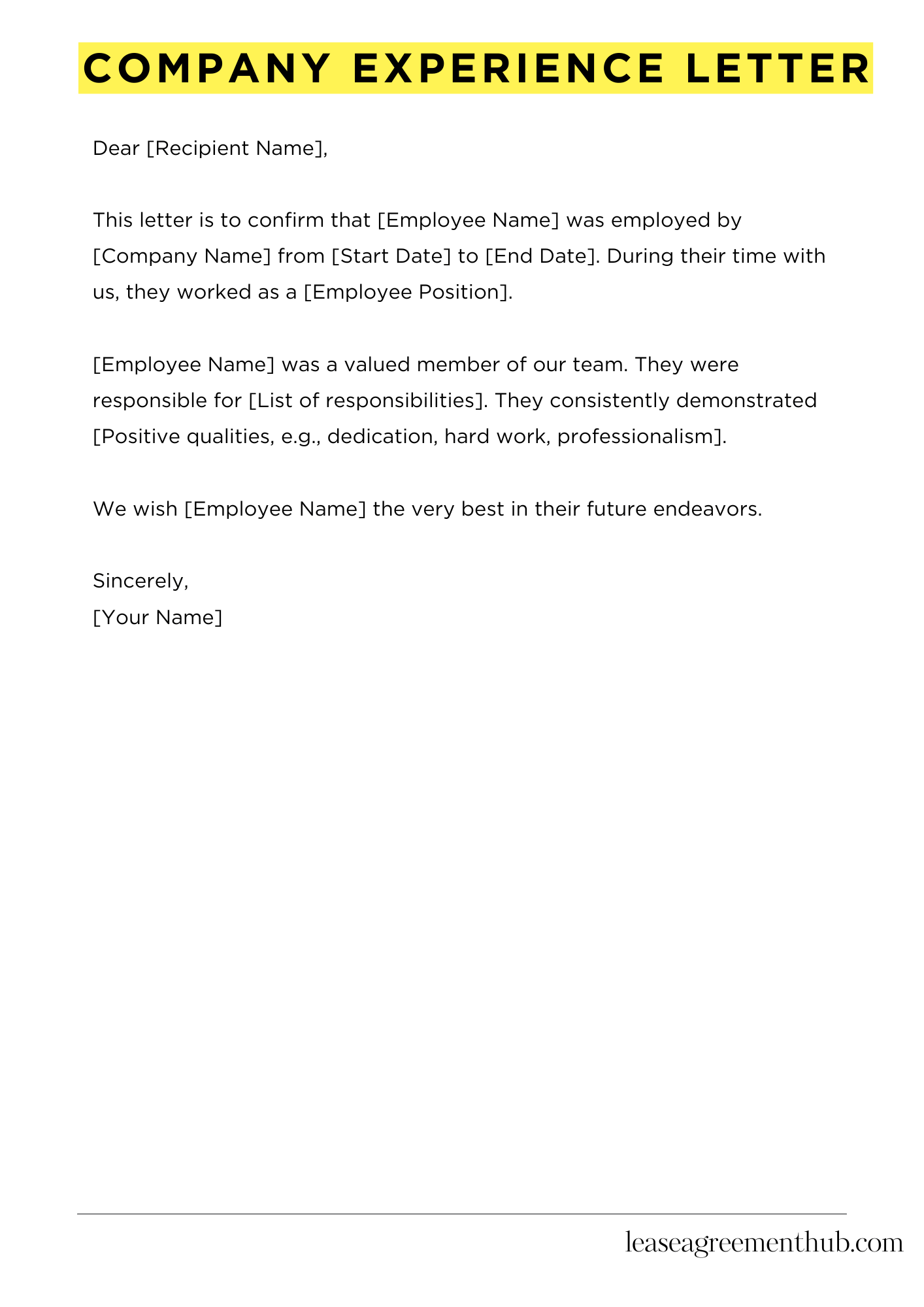 Company Experience Letter