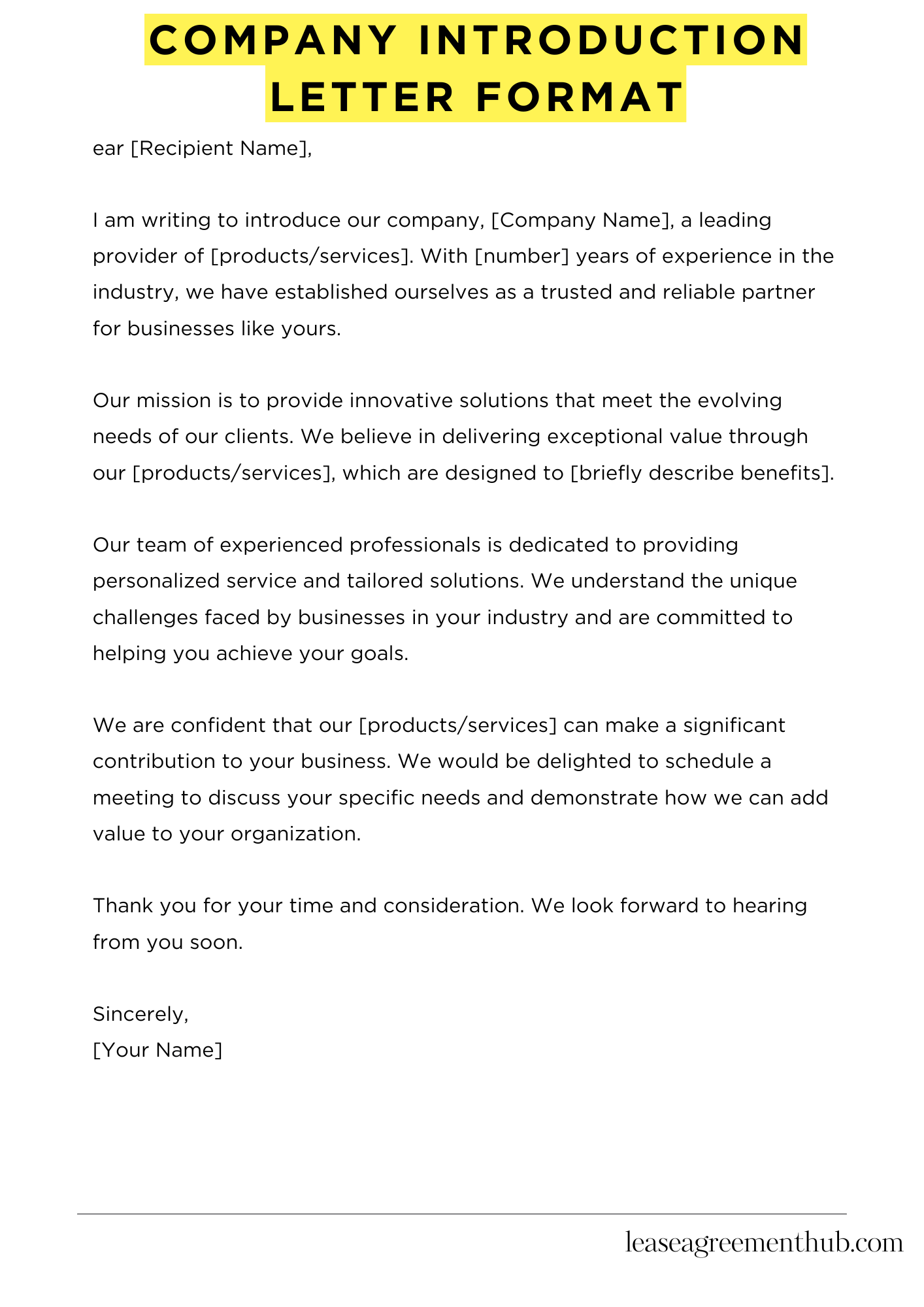 Company Introduction Letter Format