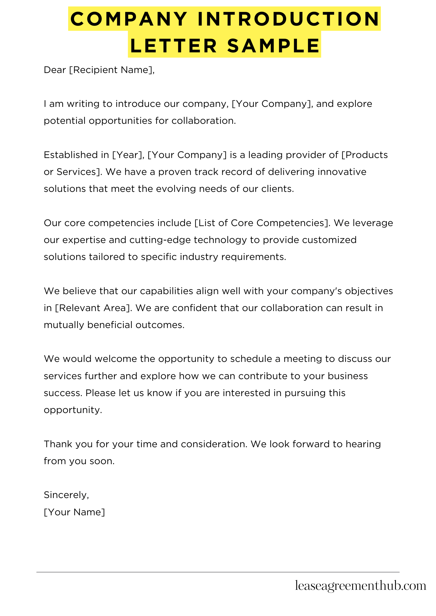 Company Introduction Letter Sample