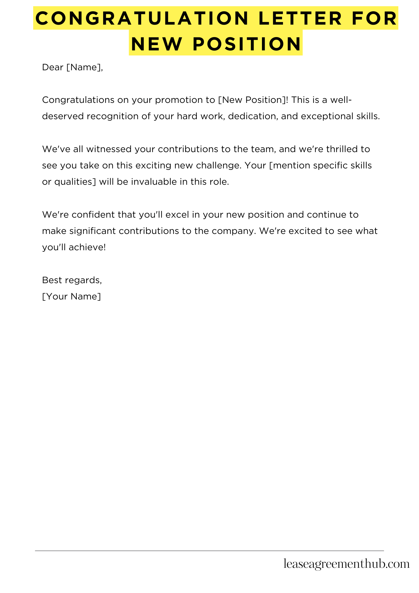 Congratulation Letter For New Position