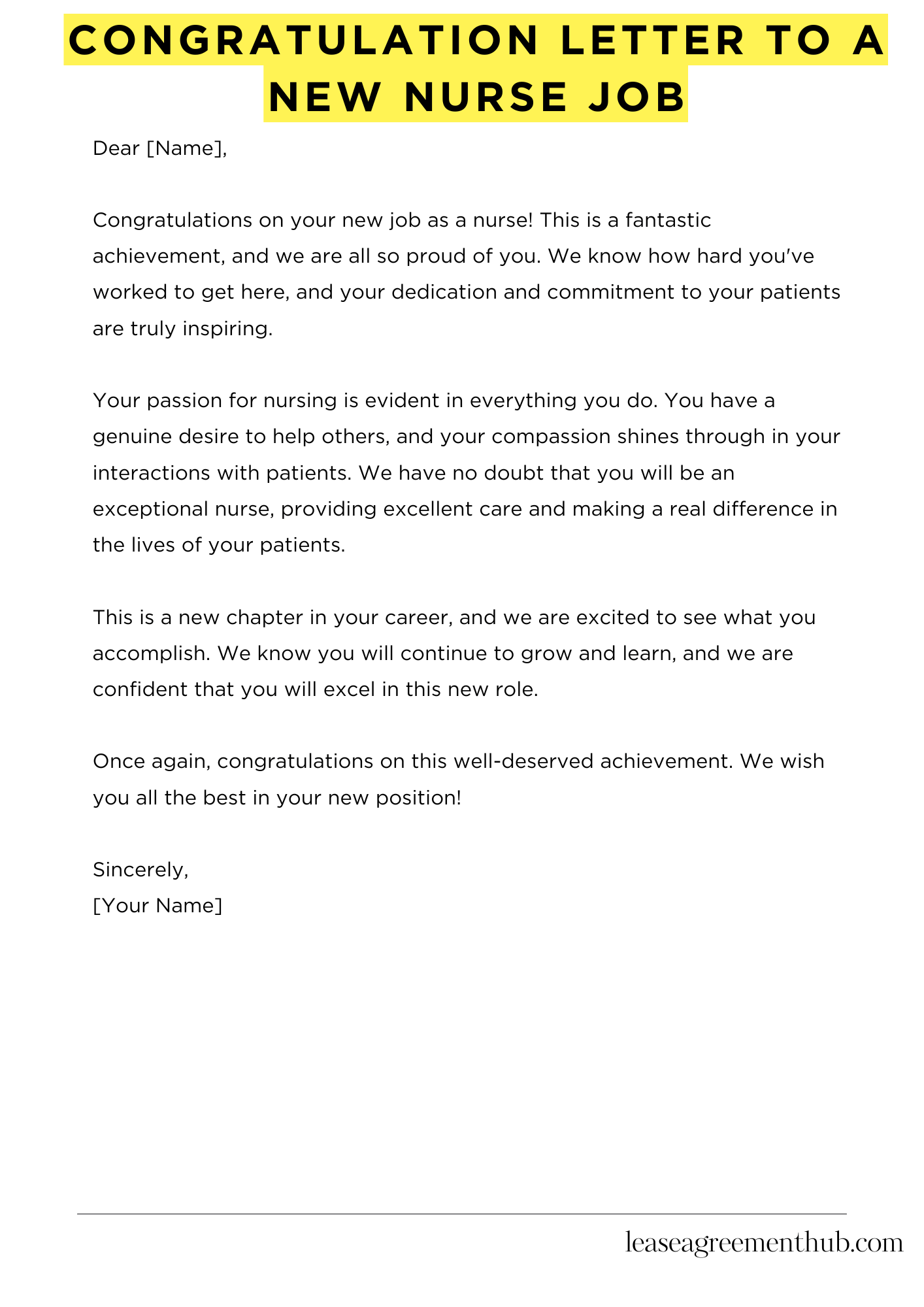 Congratulation Letter To A New Nurse Job