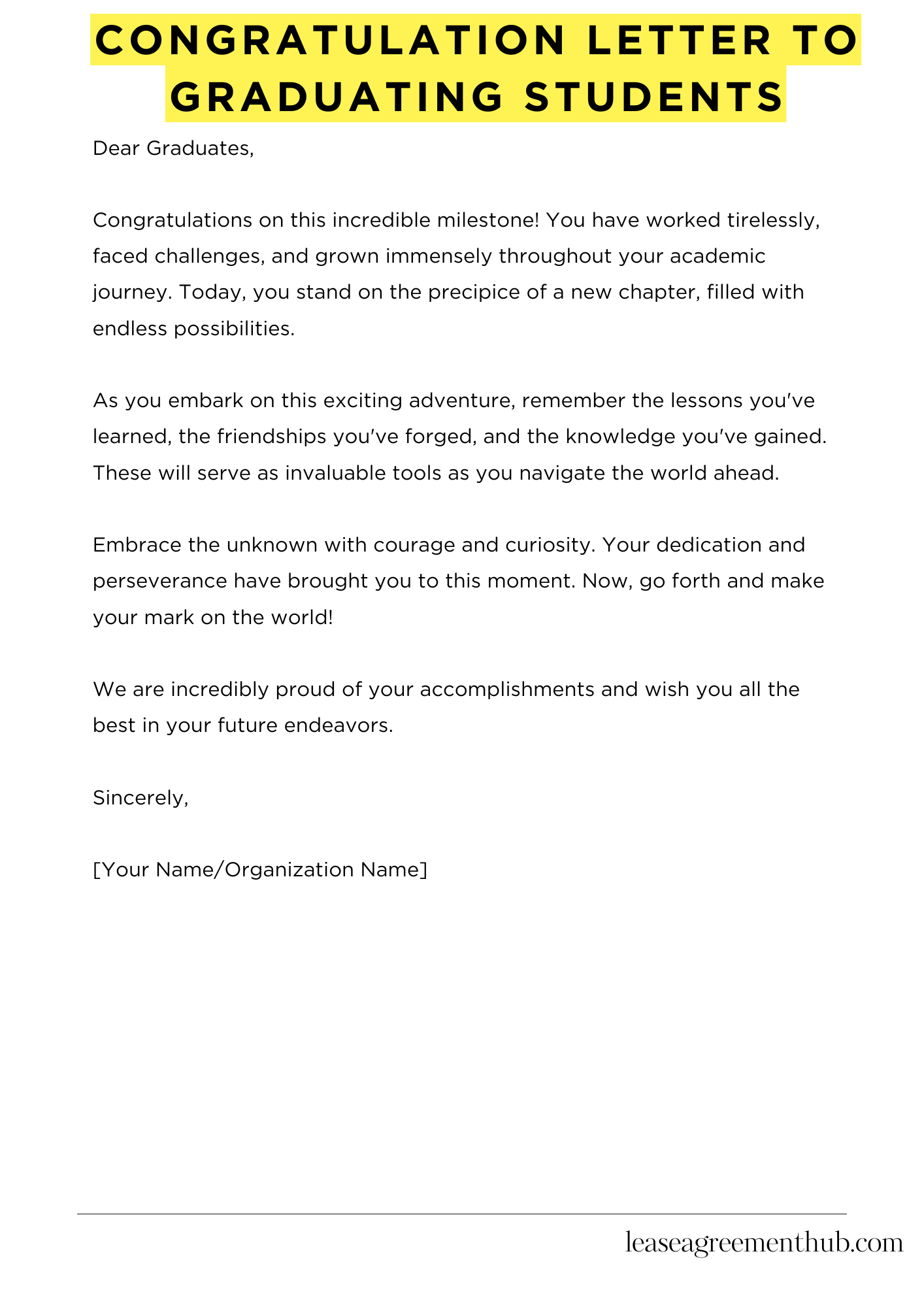 Congratulation Letter To Graduating Students