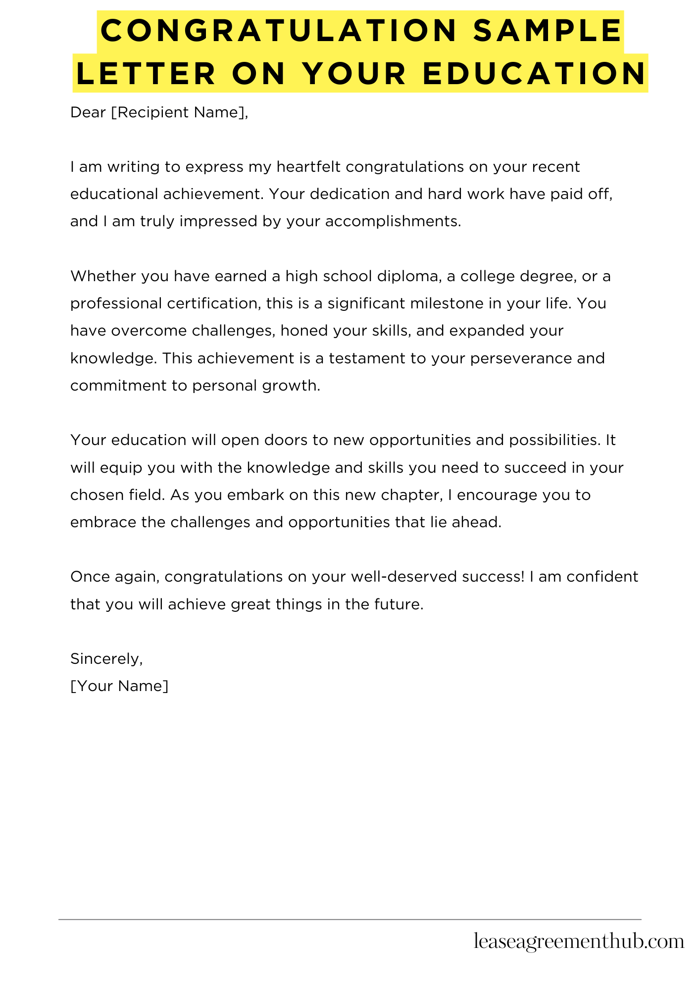 Congratulation Sample Letter On Your Education