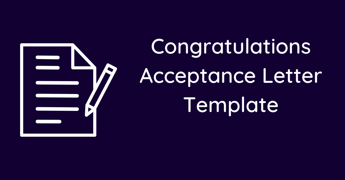 Congratulations Acceptance Letter Template