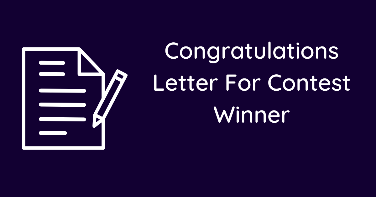Congratulations Letter For Contest Winner