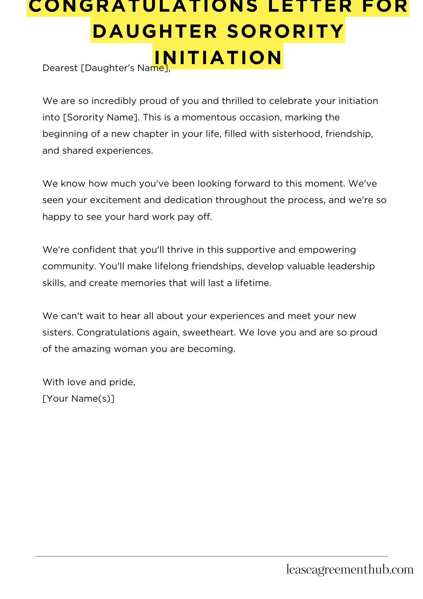Congratulations Letter For Daughter Sorority Initiation