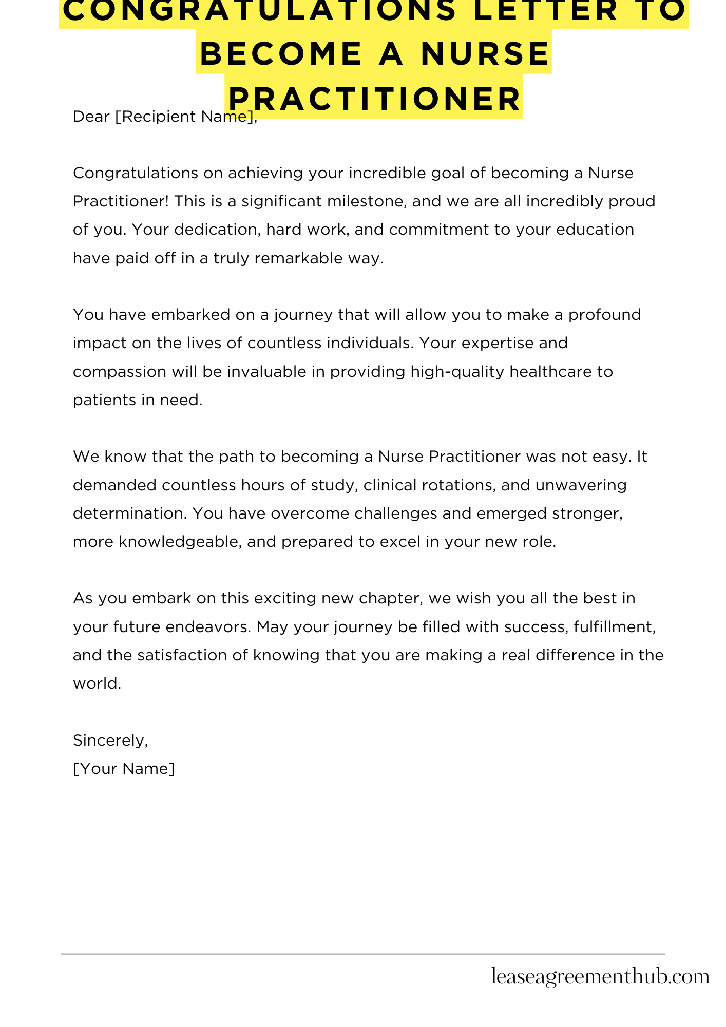 Congratulations Letter To Become A Nurse Practitioner