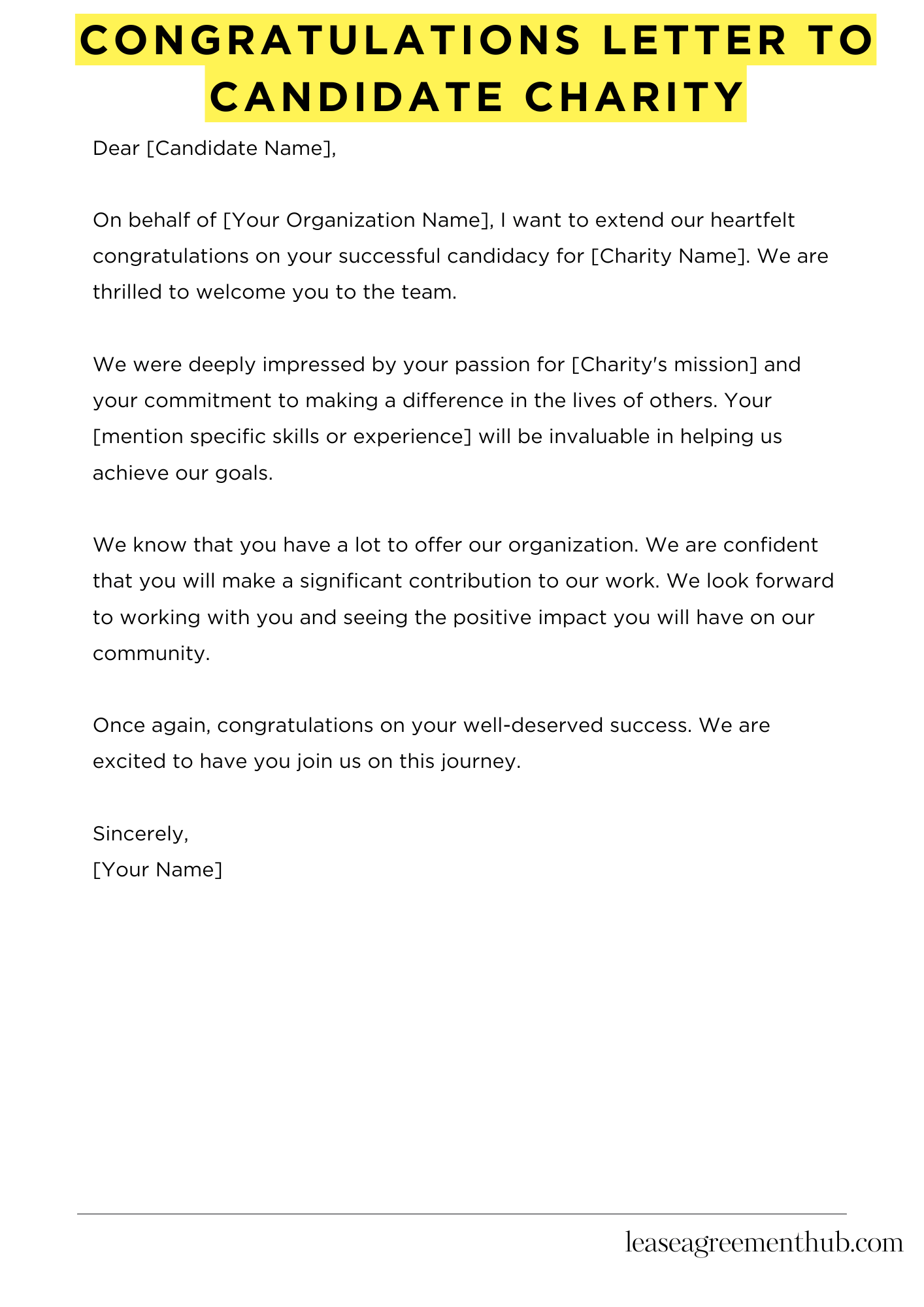 Congratulations Letter To Candidate Charity