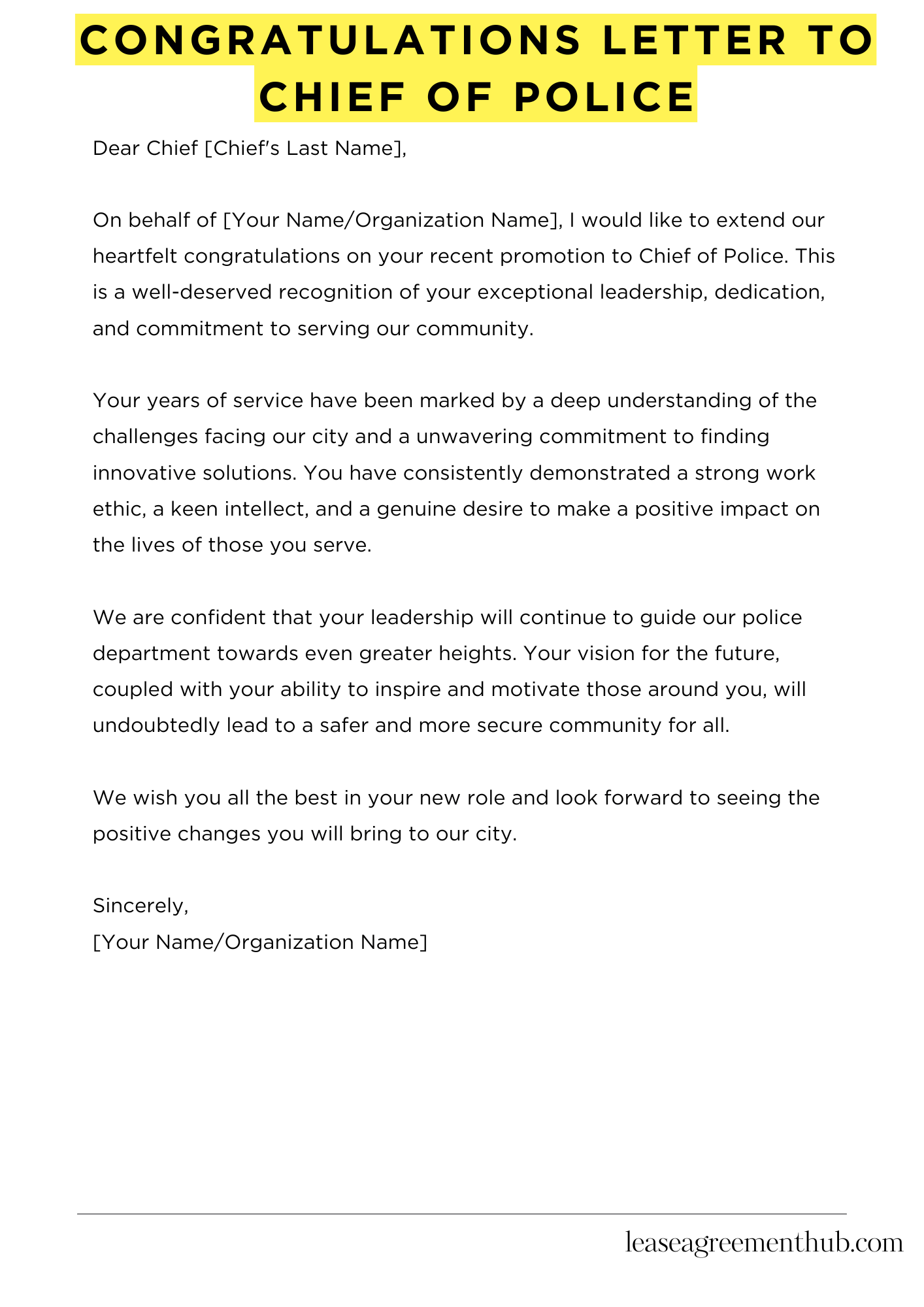Congratulations Letter To Chief Of Police