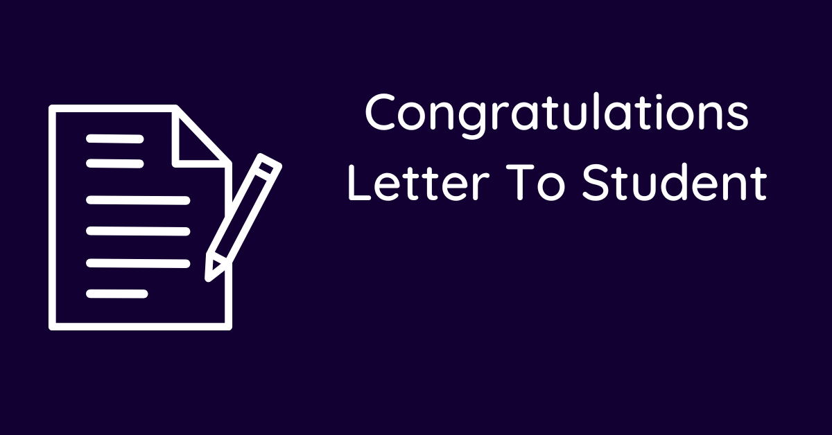 Congratulations Letter To Student