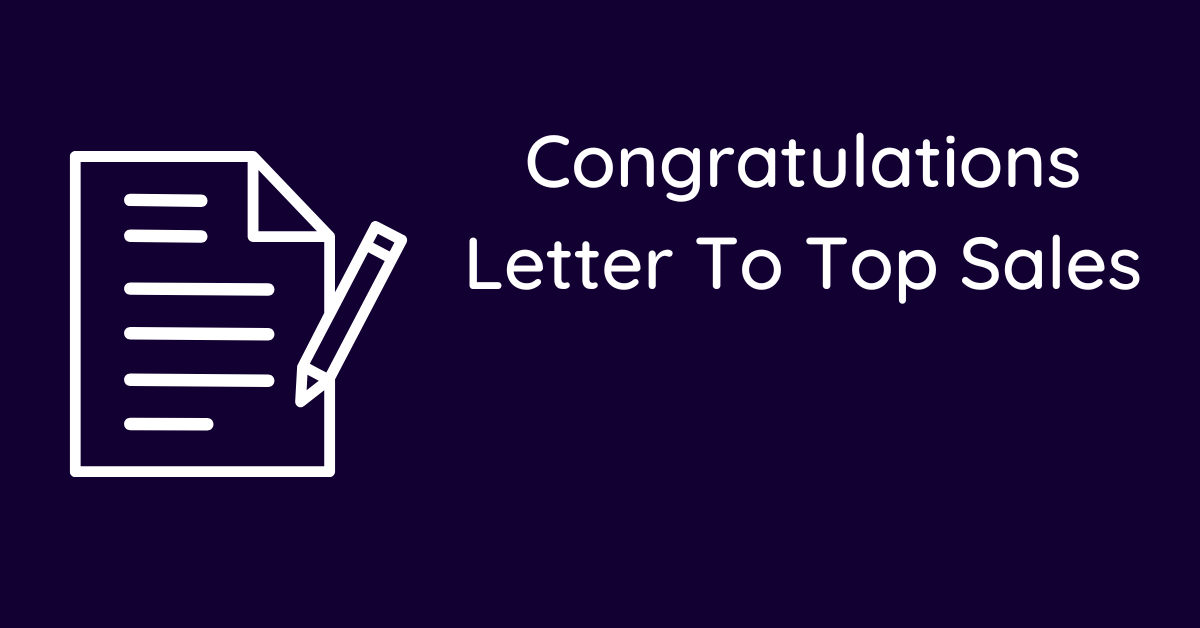 Congratulations Letter To Top Sales