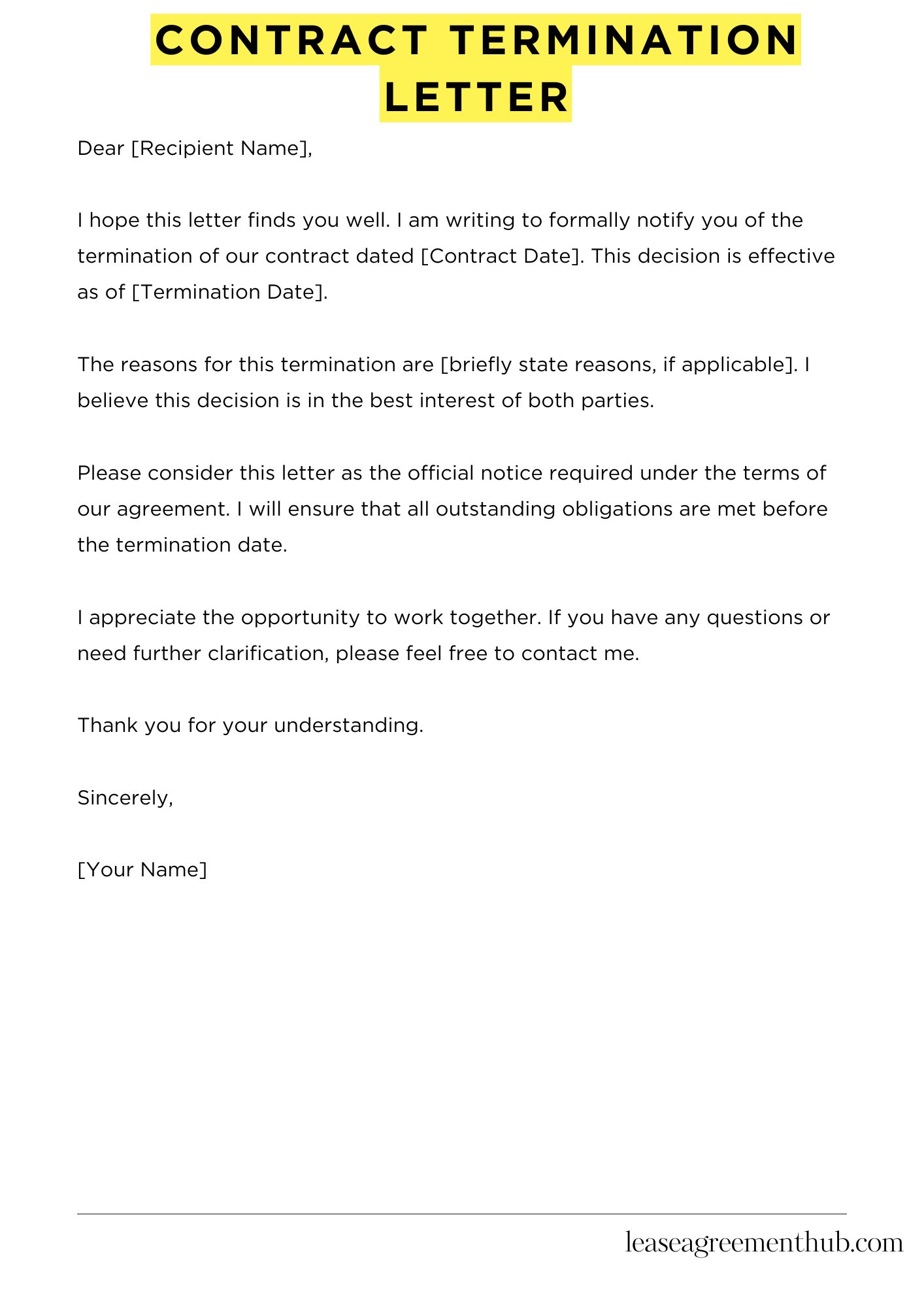 Contract Termination Letter