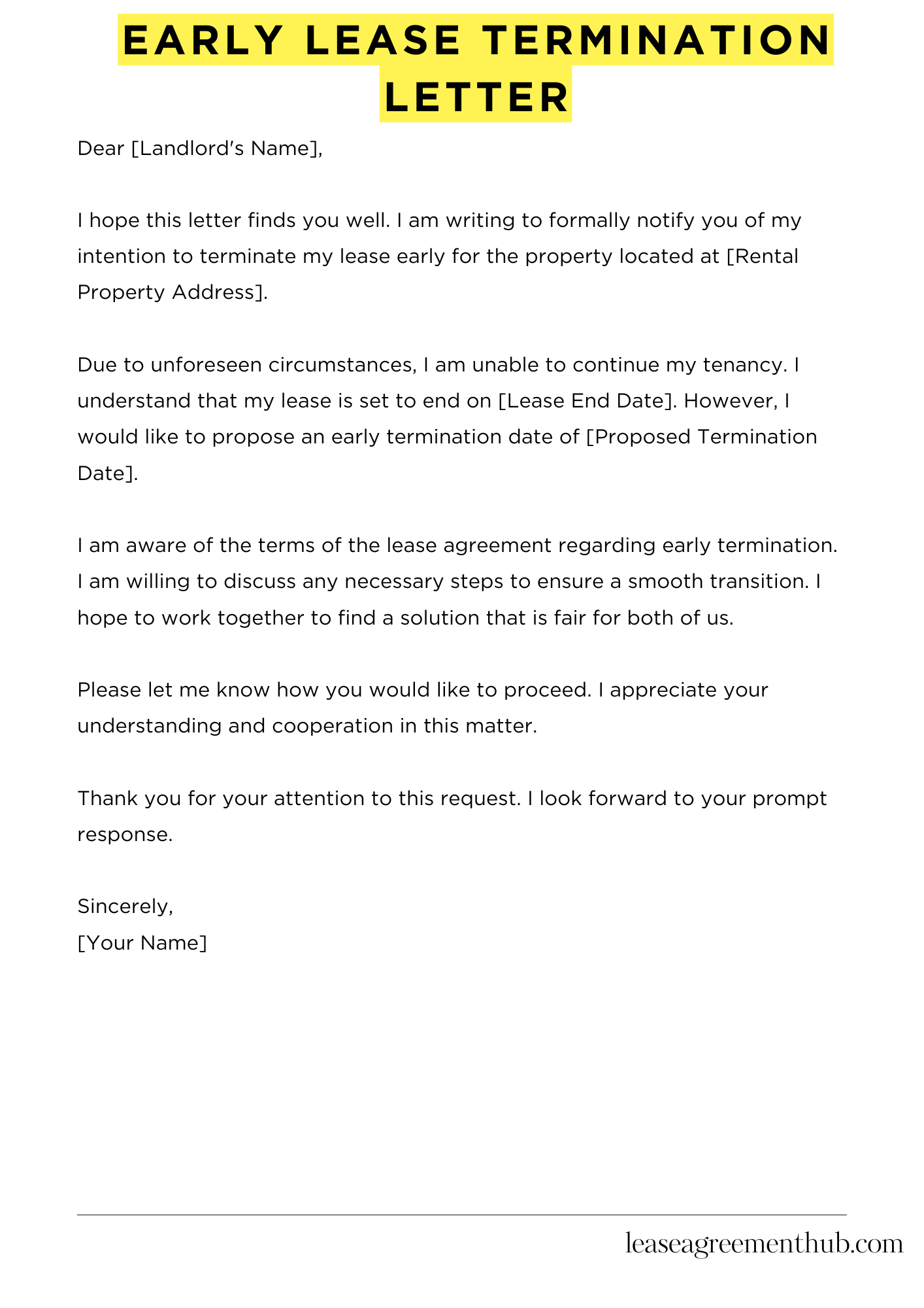 Early Lease Termination Letter