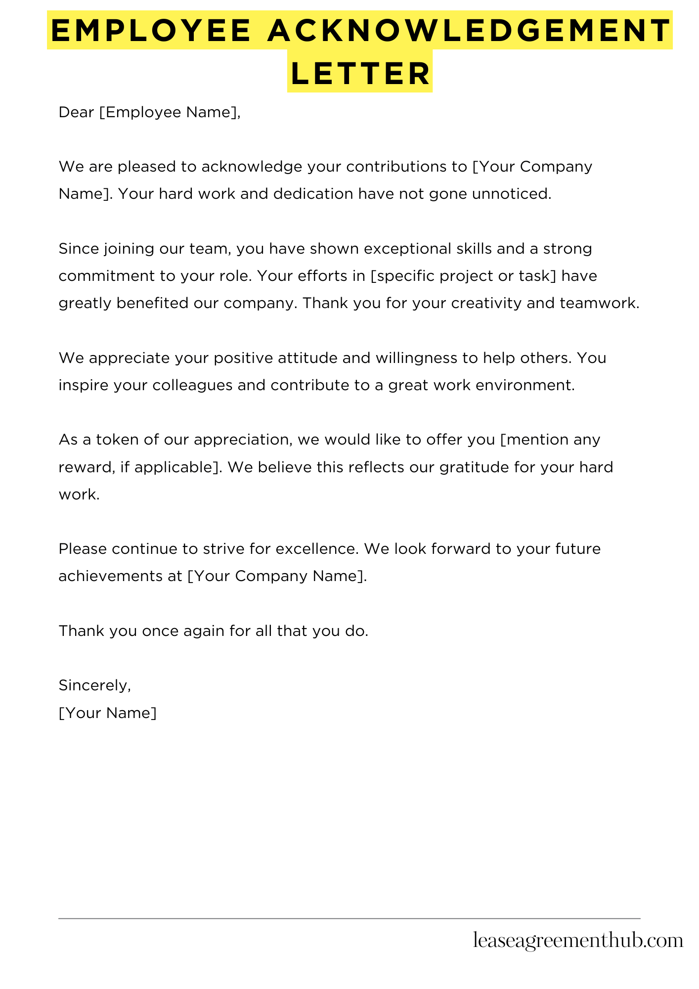 Employee Acknowledgement Letter