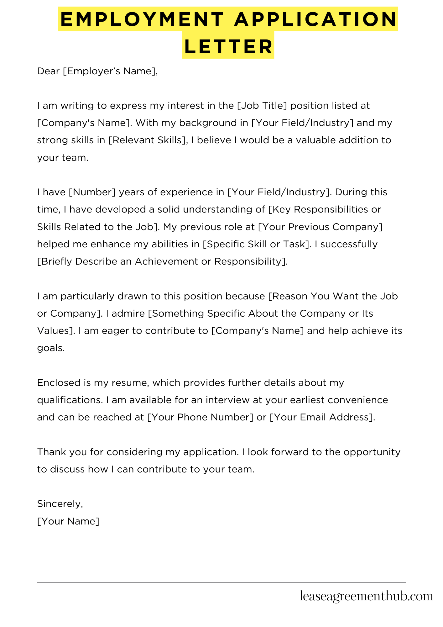 Employment Application Letter