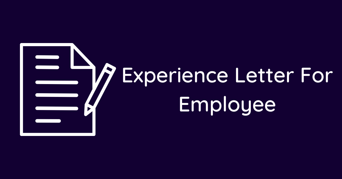 Experience Letter For Employee