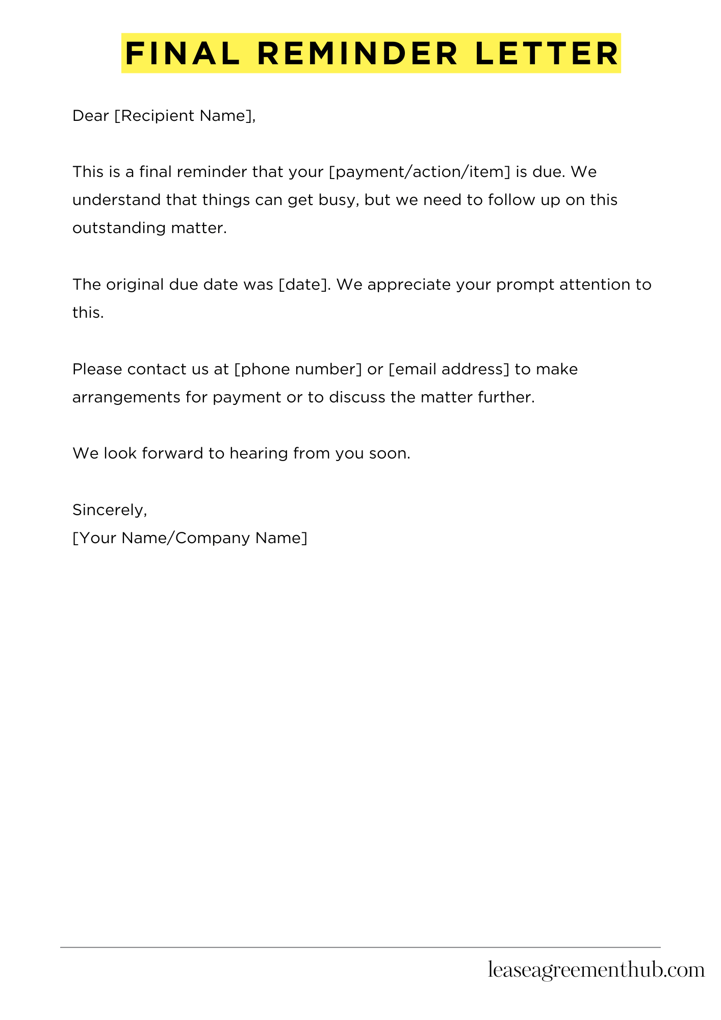 Final Reminder Letter