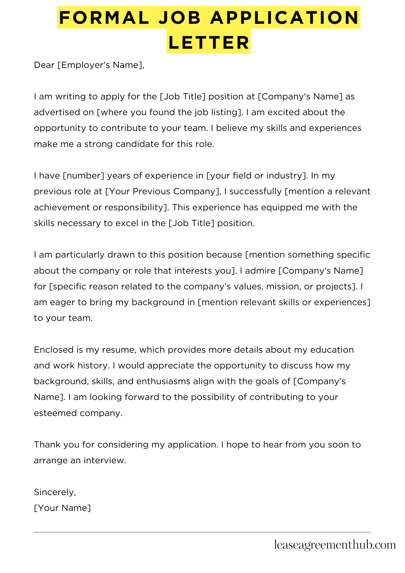 Formal Job Application Letter