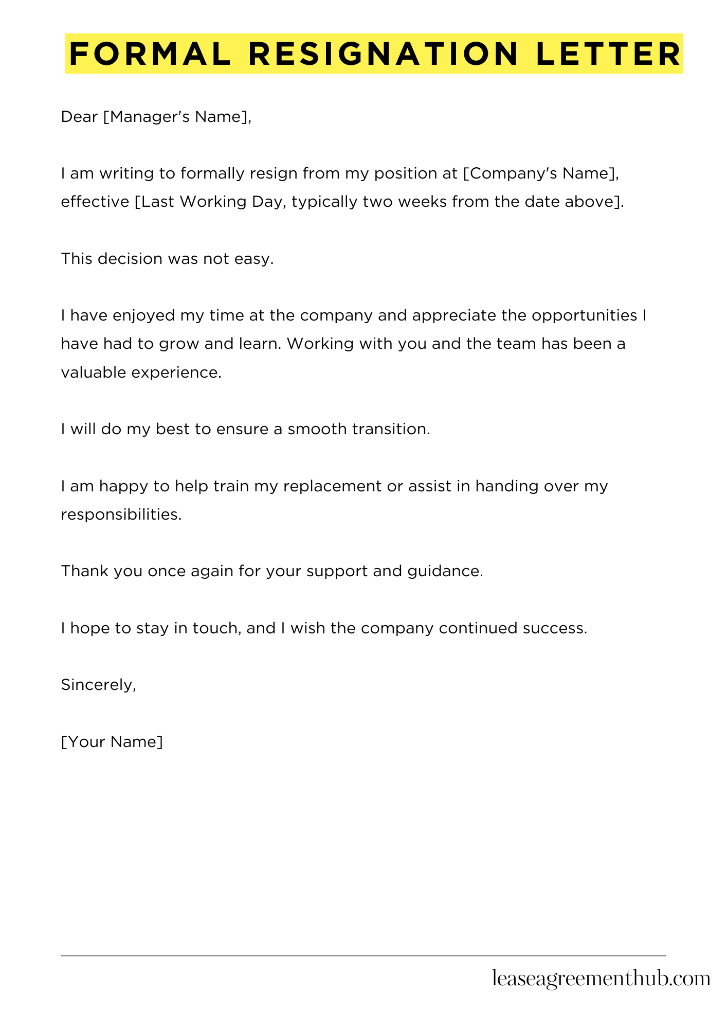 Formal Resignation Letter