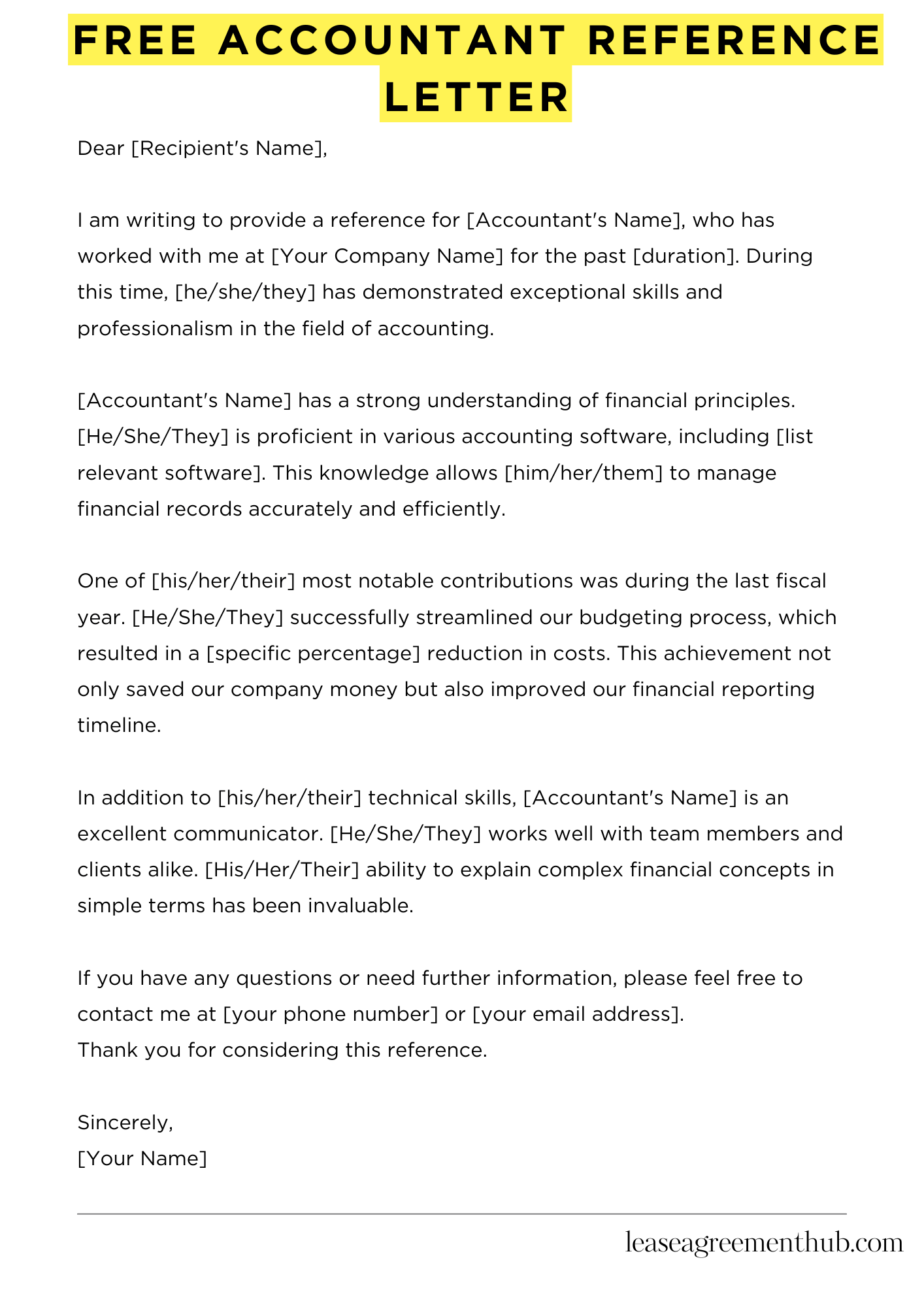 Free Accountant Reference Letter