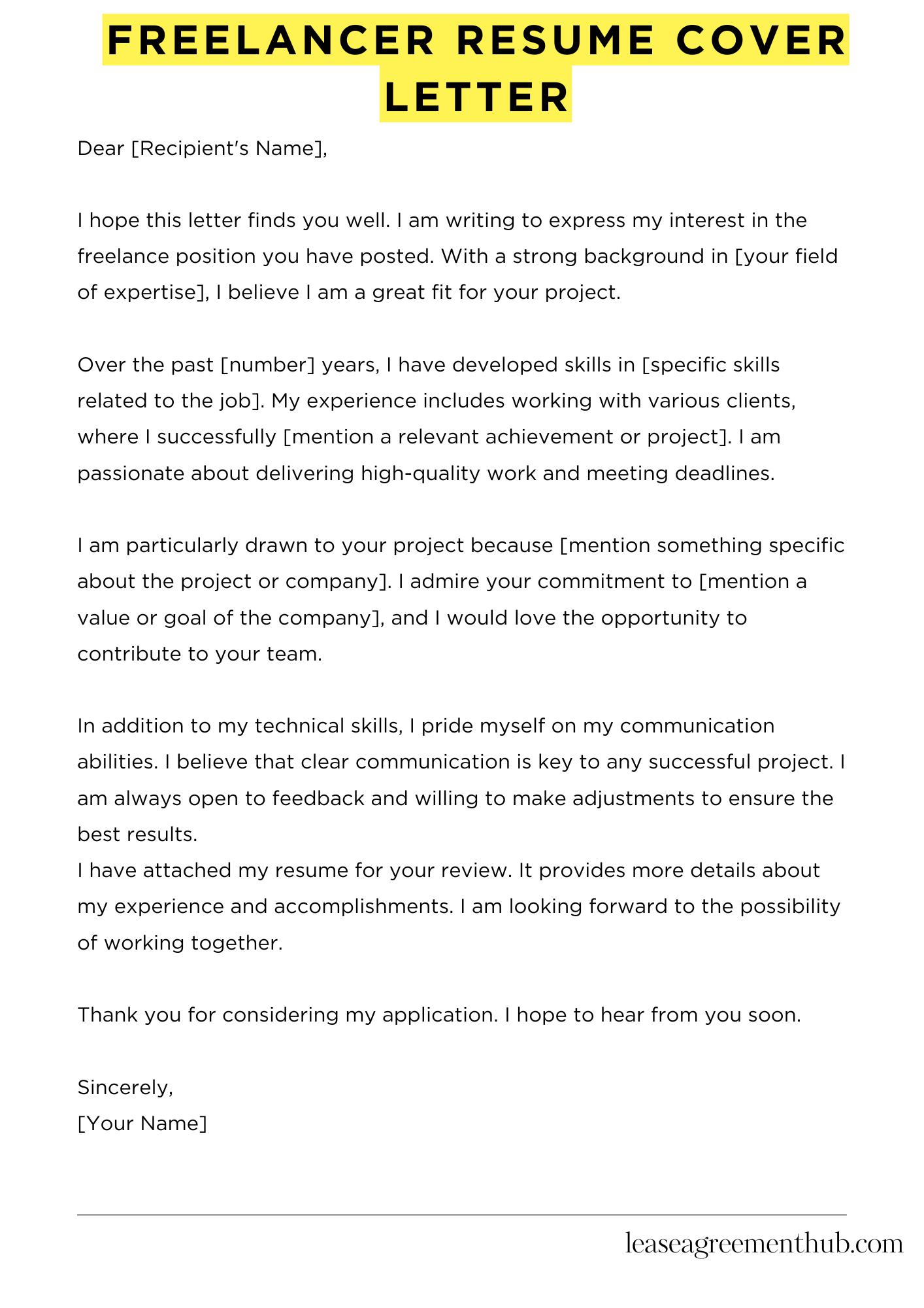 Freelancer Resume Cover Letter