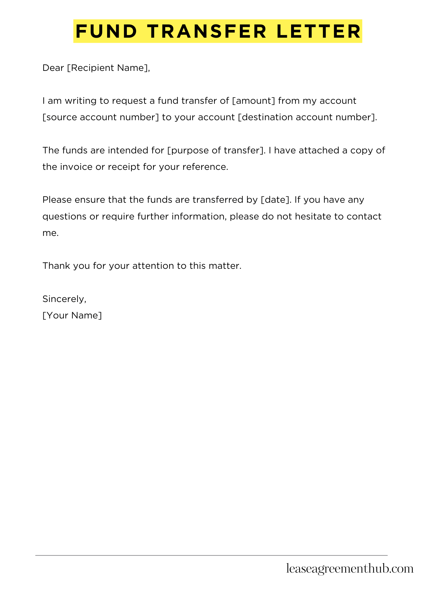 Fund Transfer Letter