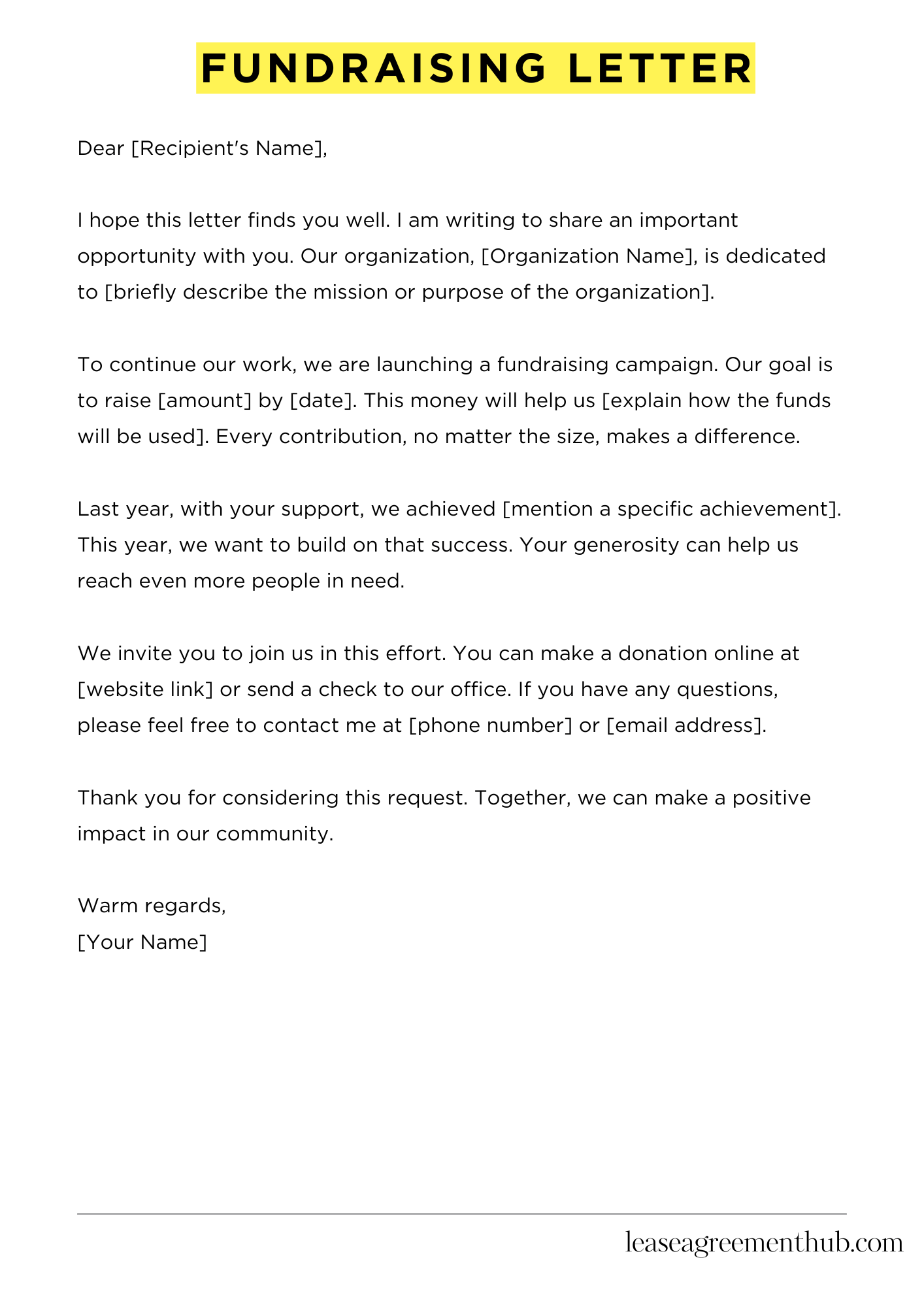 Fundraising Letter