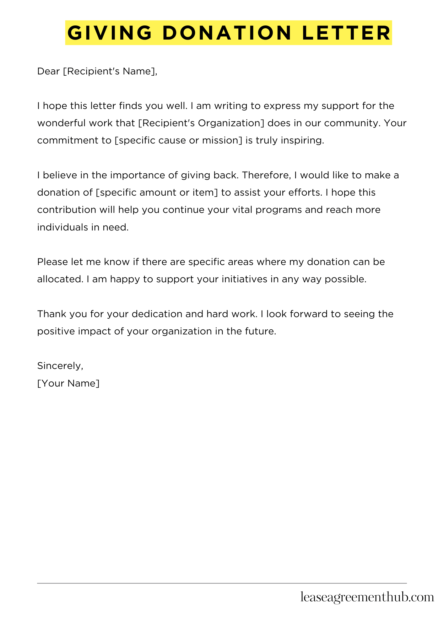 Giving Donation Letter