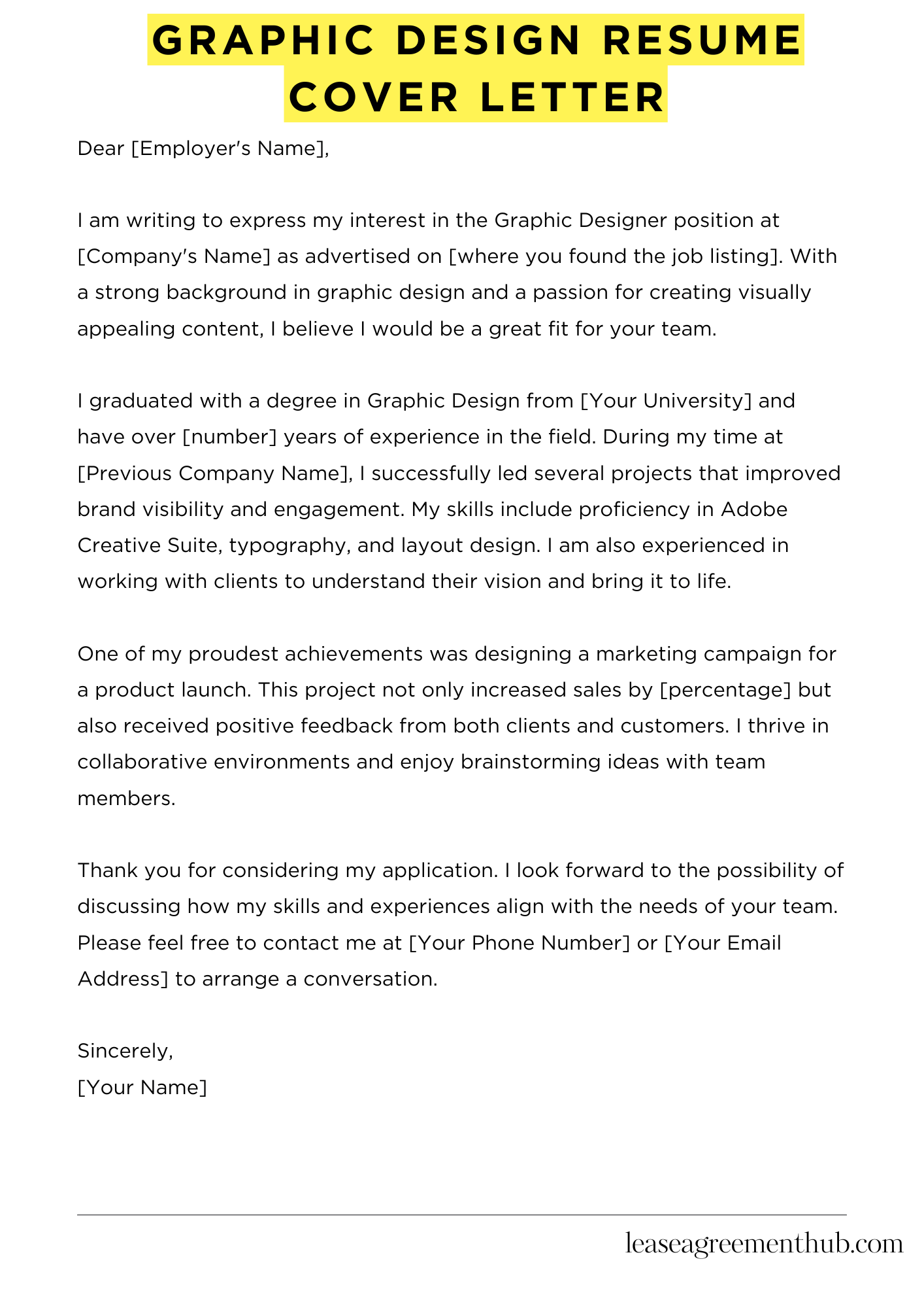Graphic Design Resume Cover Letter