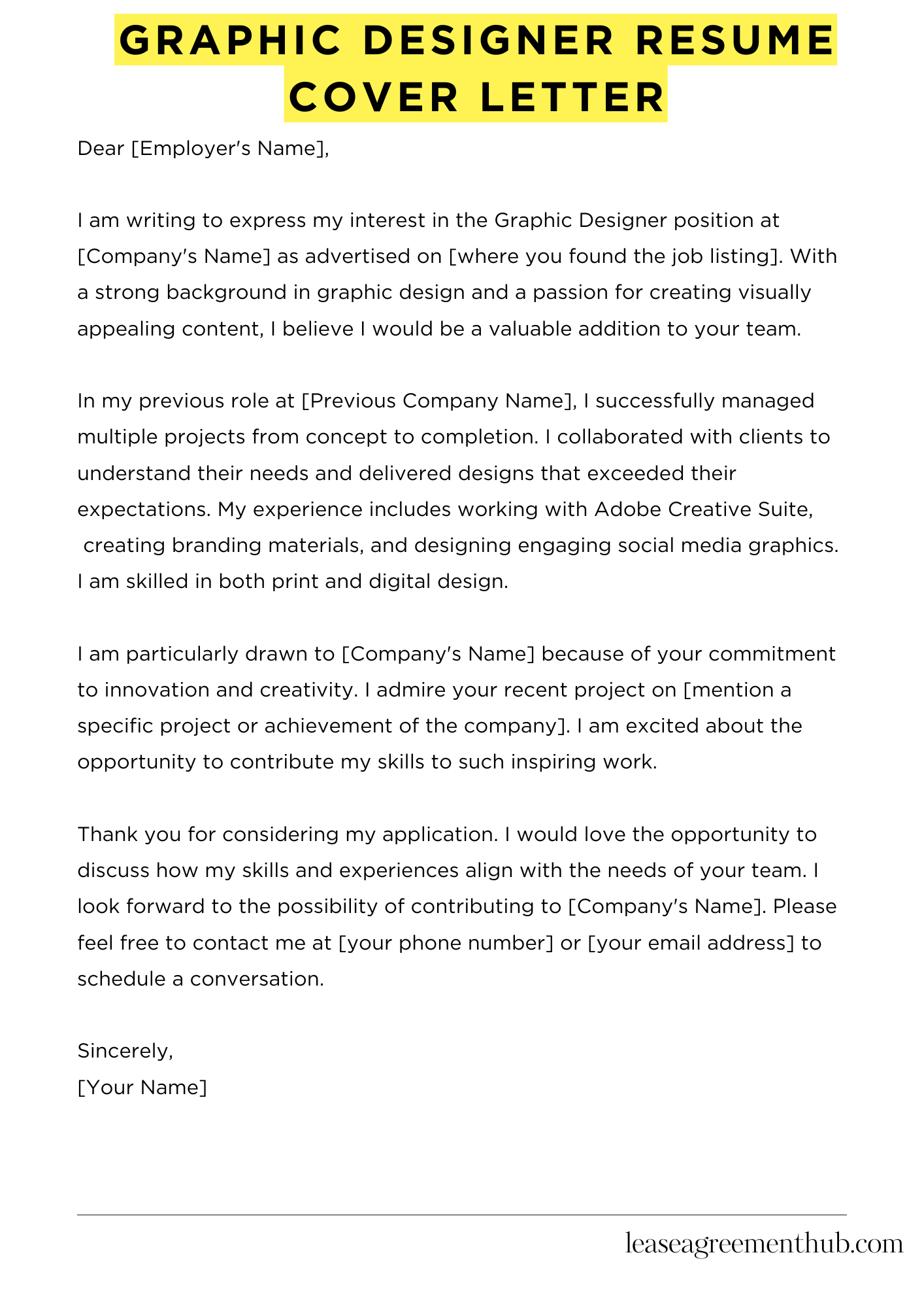 Graphic Designer Resume Cover Letter