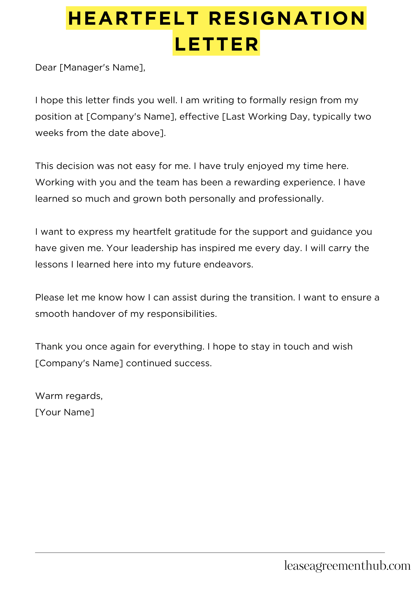 Heartfelt Resignation Letter