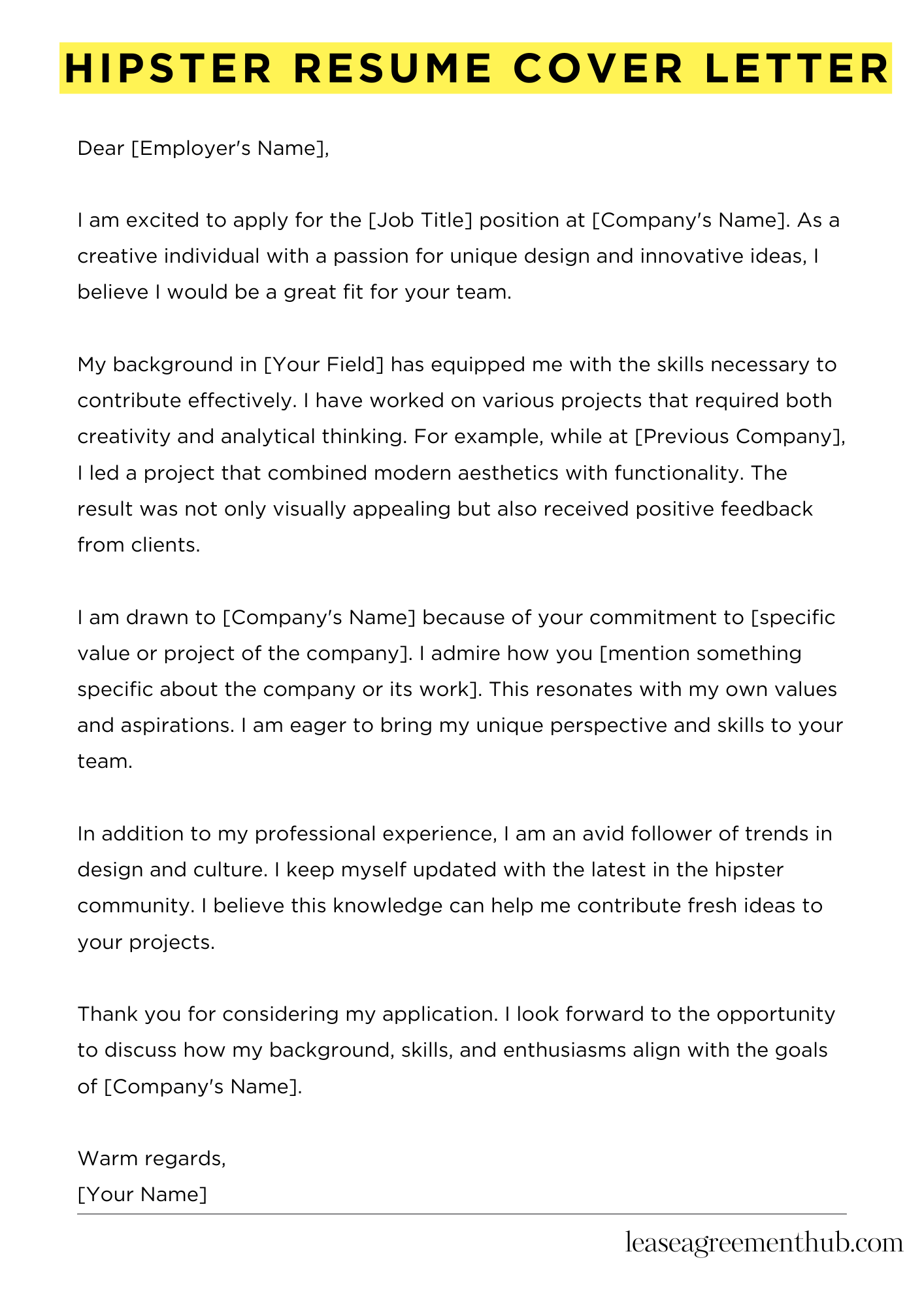 Hipster Resume Cover Letter