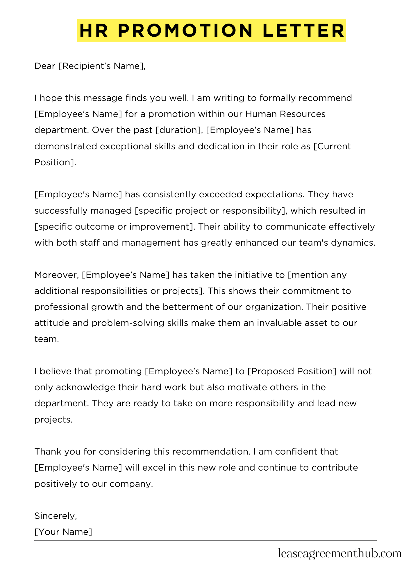 Hr Promotion Letter 
