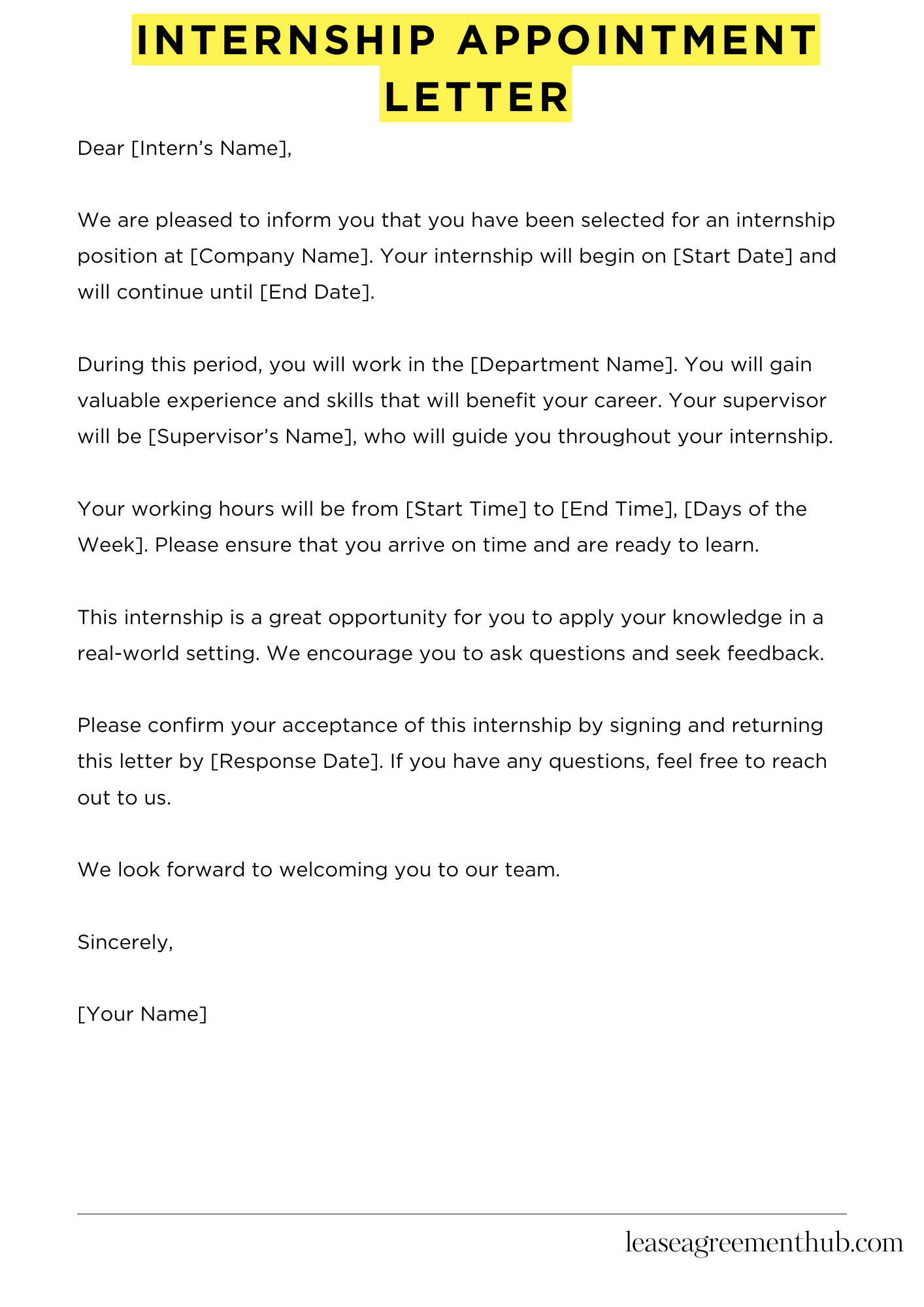 Internship Appointment Letter