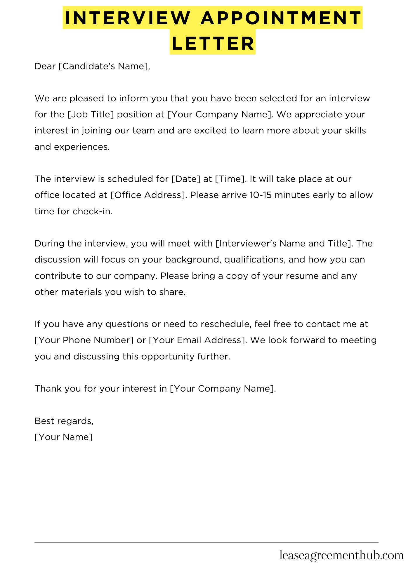 Interview Appointment Letter