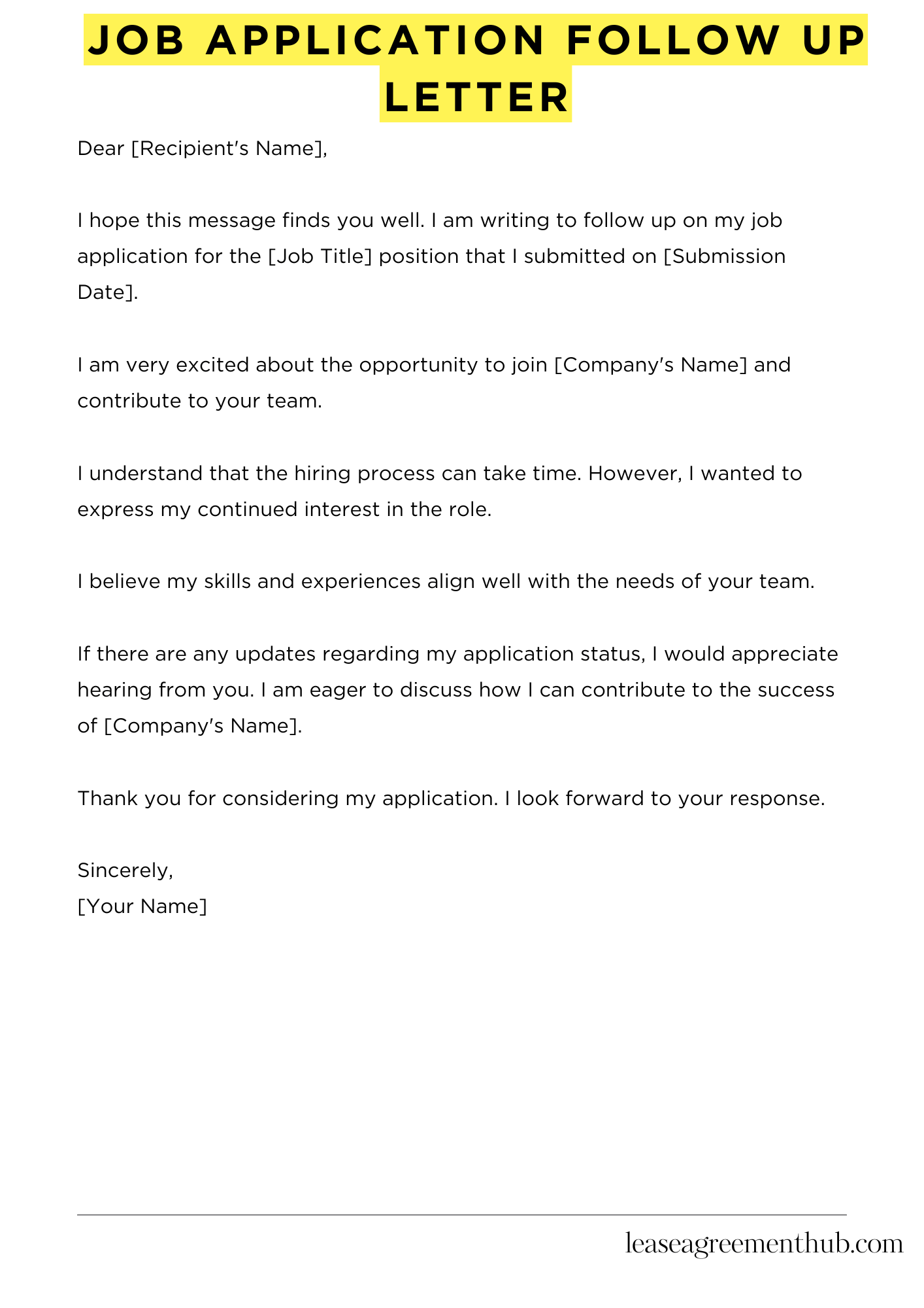 Job Application Follow Up Letter