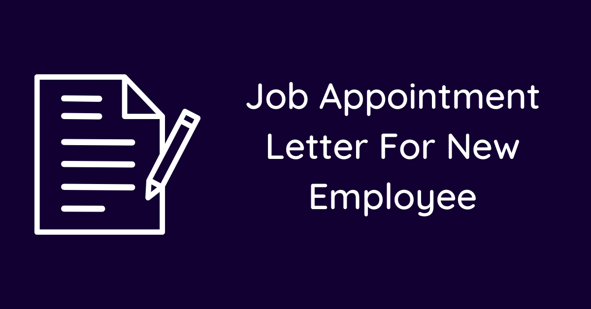 Job Appointment Letter For New Employee