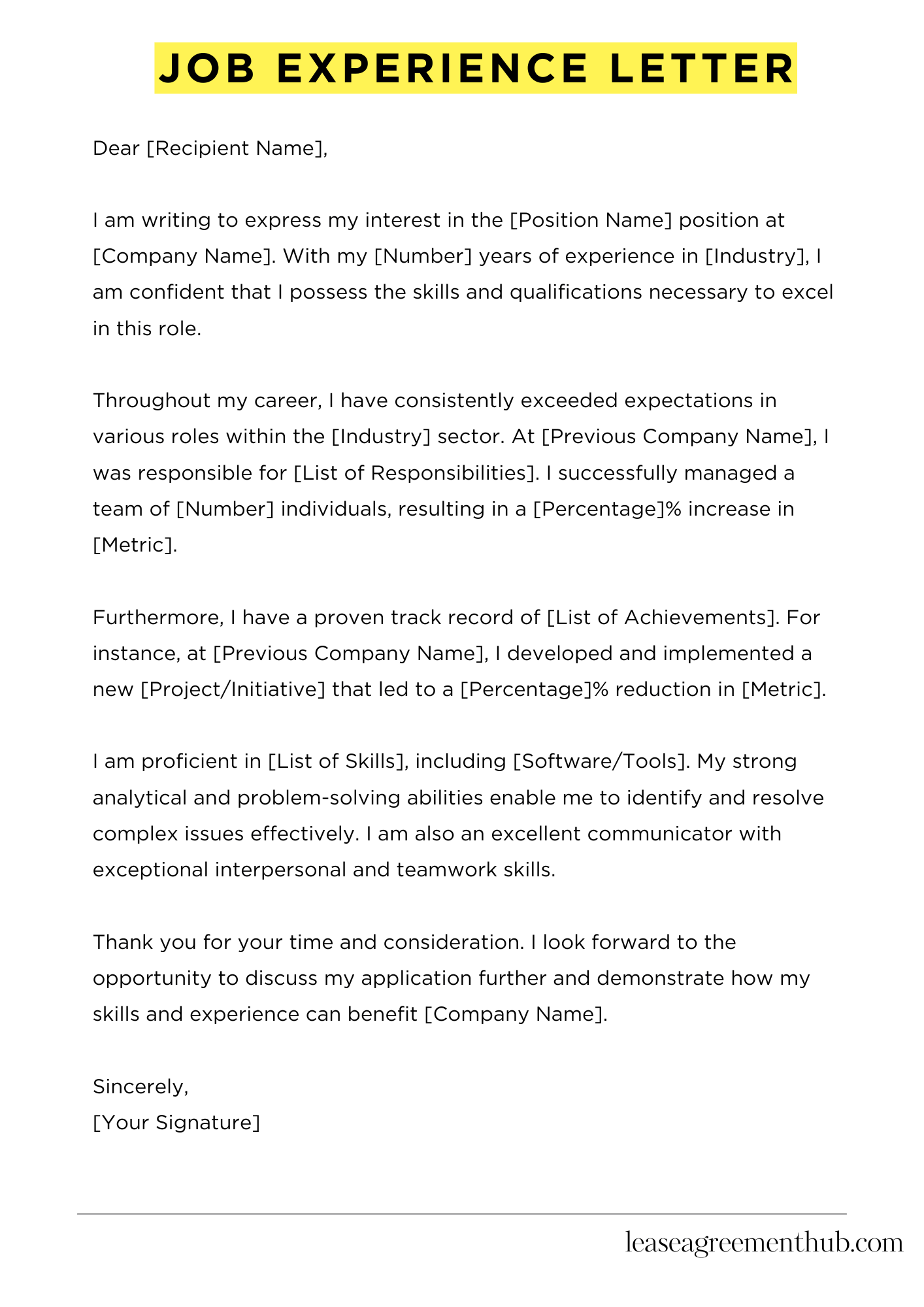 Job Experience Letter